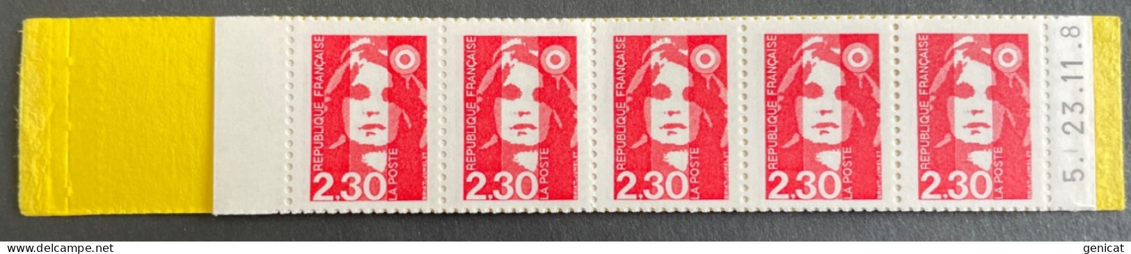 Carnet 2614-C1b Marianne De Briat 2,30 Fr  Conf. 7 Daté 23/11/89  Cote 500 € - Modernos : 1959-…