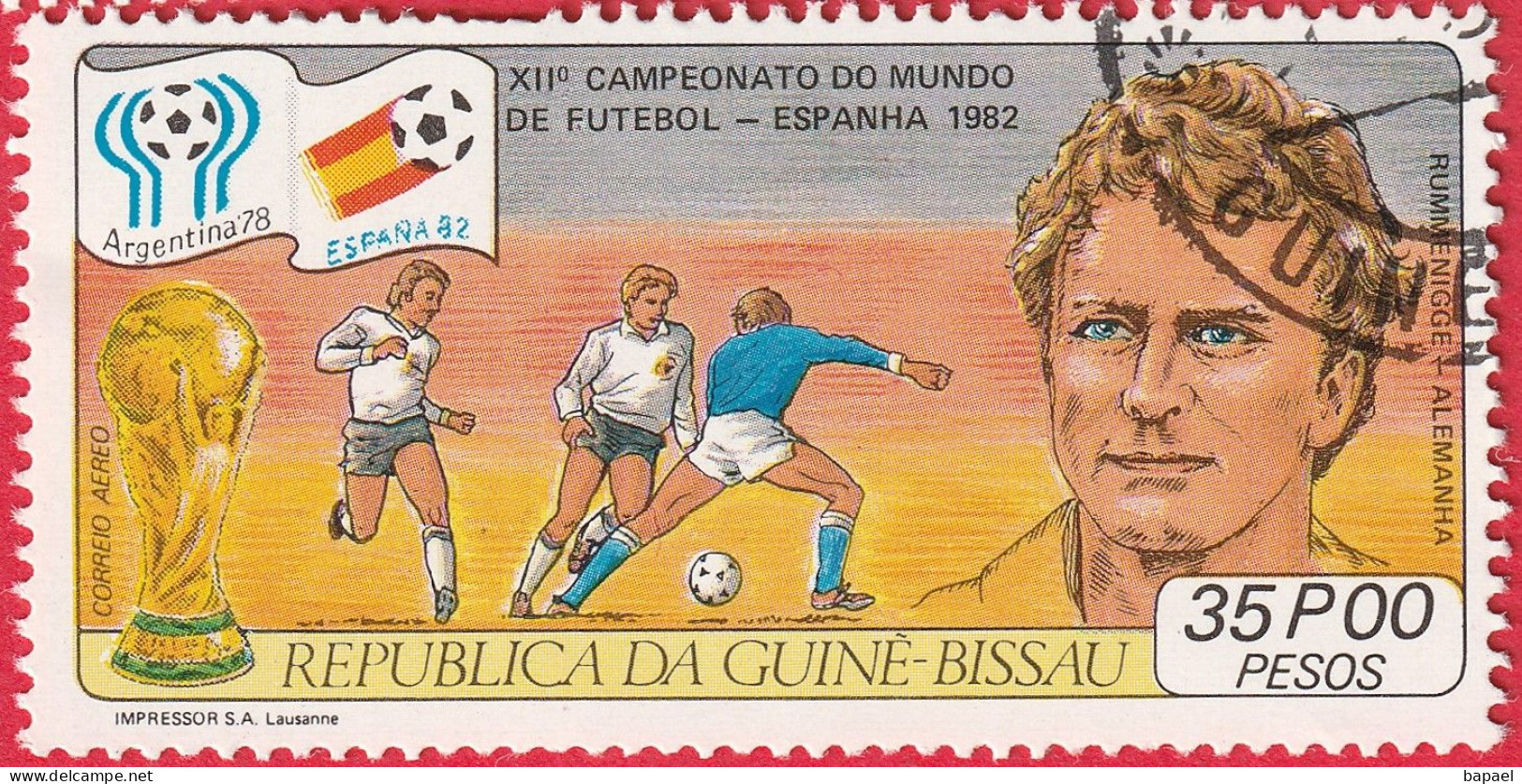 N° Yvert & Tellier 64 - Guinée-Bissau (Poste Aérienne) (1981) (Oblitéré) - Coupe Du Monde Foot (Espana82) Rummenigge (3) - Guinea-Bissau