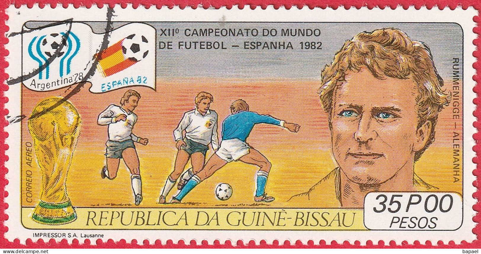N° Yvert & Tellier 64 - Guinée-Bissau (Poste Aérienne) (1981) (Oblitéré) - Coupe Du Monde Foot (Espana82) Rummenigge (4) - Guinea-Bissau