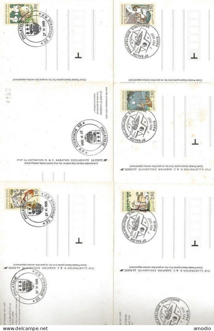 France 6 Cartes Postales YT 2958/2963 Fables De La Fontaine Paris 07/11/97 2 Scans - 1990-1999