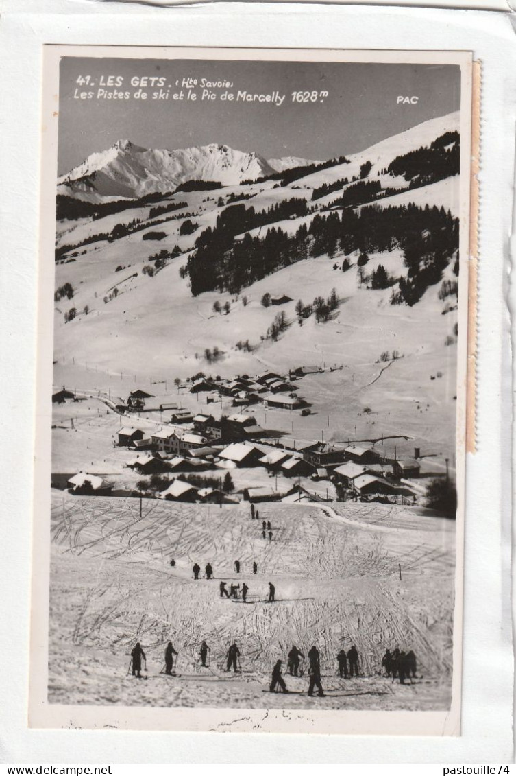 CPSM :  14 X 9  -  LES  GETS  -  Les Pistes De Ski Et Le Pic De Marcelly - Les Gets