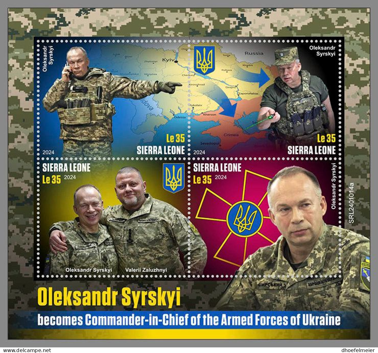 SIERRA LEONE 2024 MNH Ukraine Oleksandr Sirskyi Hero Award M/S – OFFICIAL ISSUE – DHQ2419 - Militaria