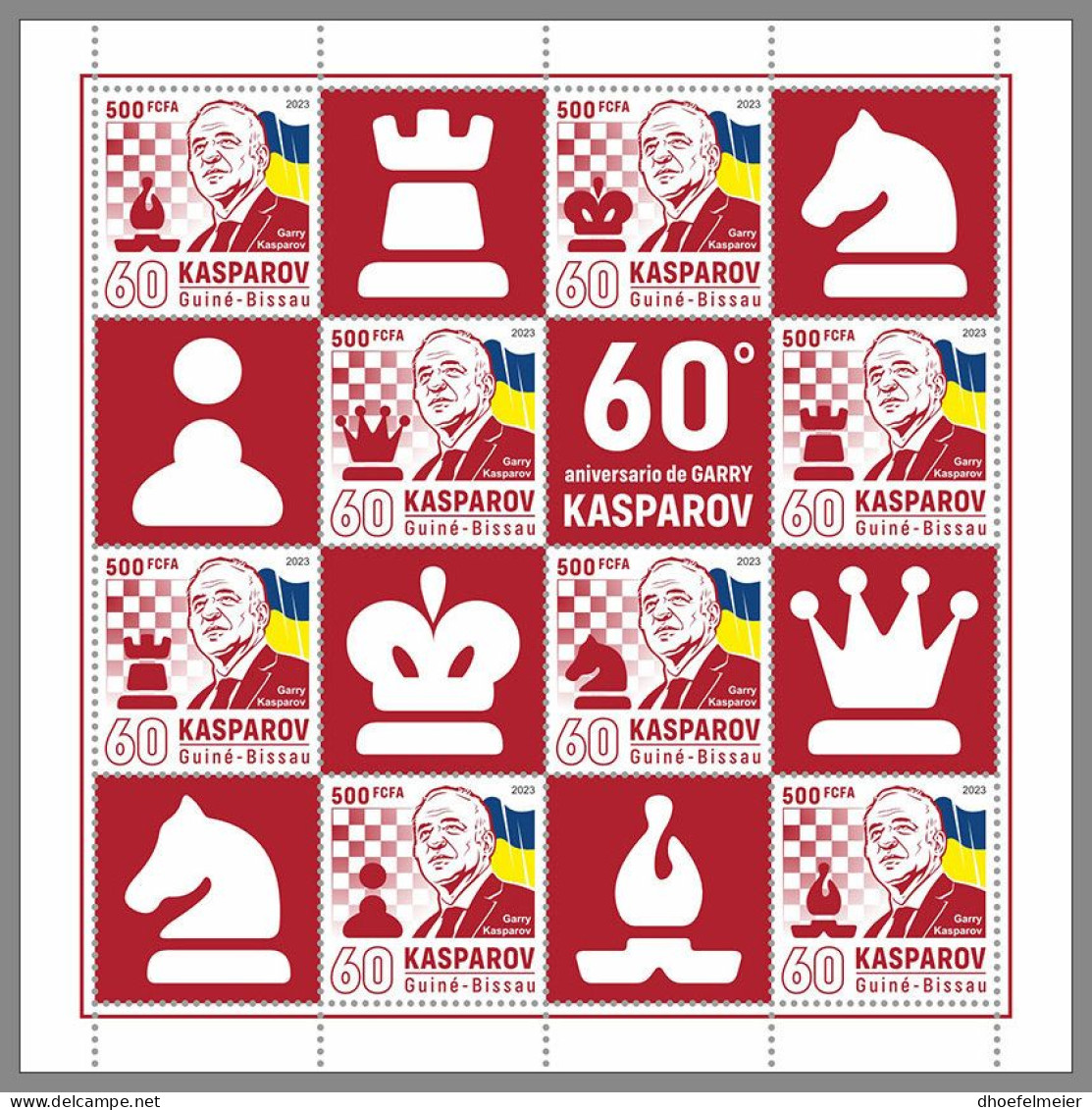 GUINEA REP.-BISSAU 2023 MNH Garry Kasparov Chess Schach M/S – OFFICIAL ISSUE – DHQ2419 - Ajedrez