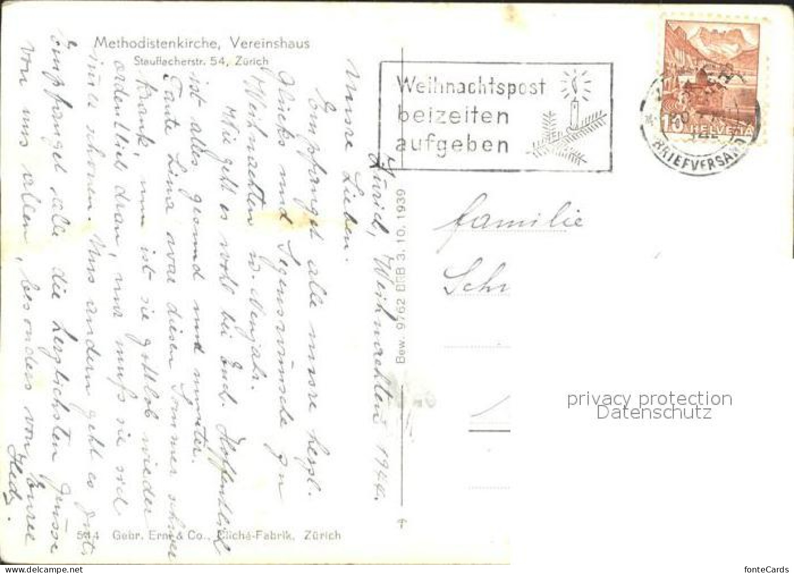 11641358 Zuerich Methodistenkirche Vereinshaus Zuerich - Other & Unclassified