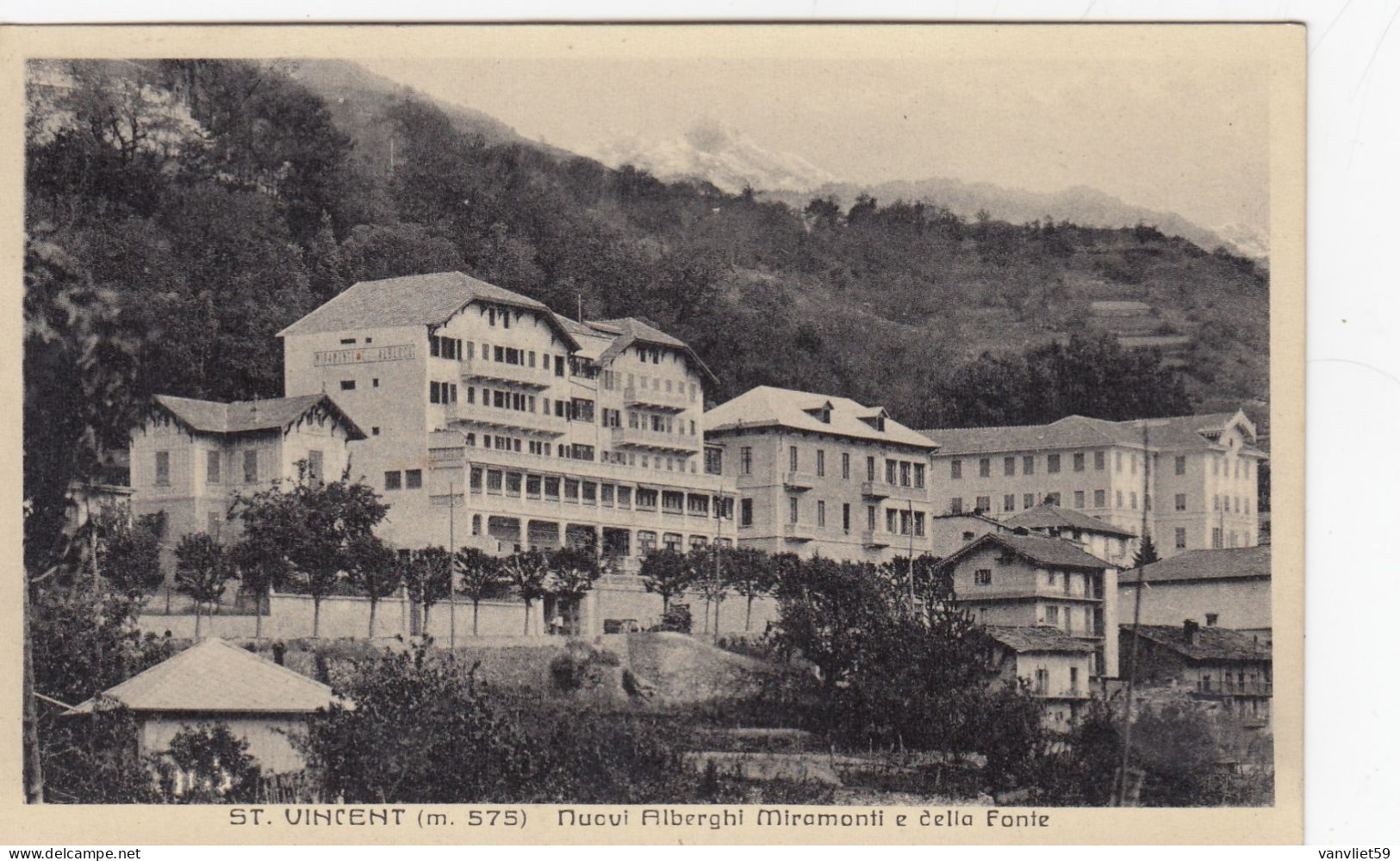 ST. VINCENT-AOSTA-NUOVI ALBERGHI MIRAMONTI E FONTE- CARTOLINA  VIAGGIATA IL 20-9-1931 - Aosta