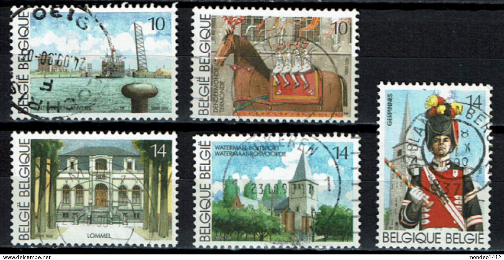 België 1990 OBP 2377/2381 - Y&T 2377/81 - Tourism, Tourisme Antwerpen, Dendermonde, Gerpines - Used Stamps