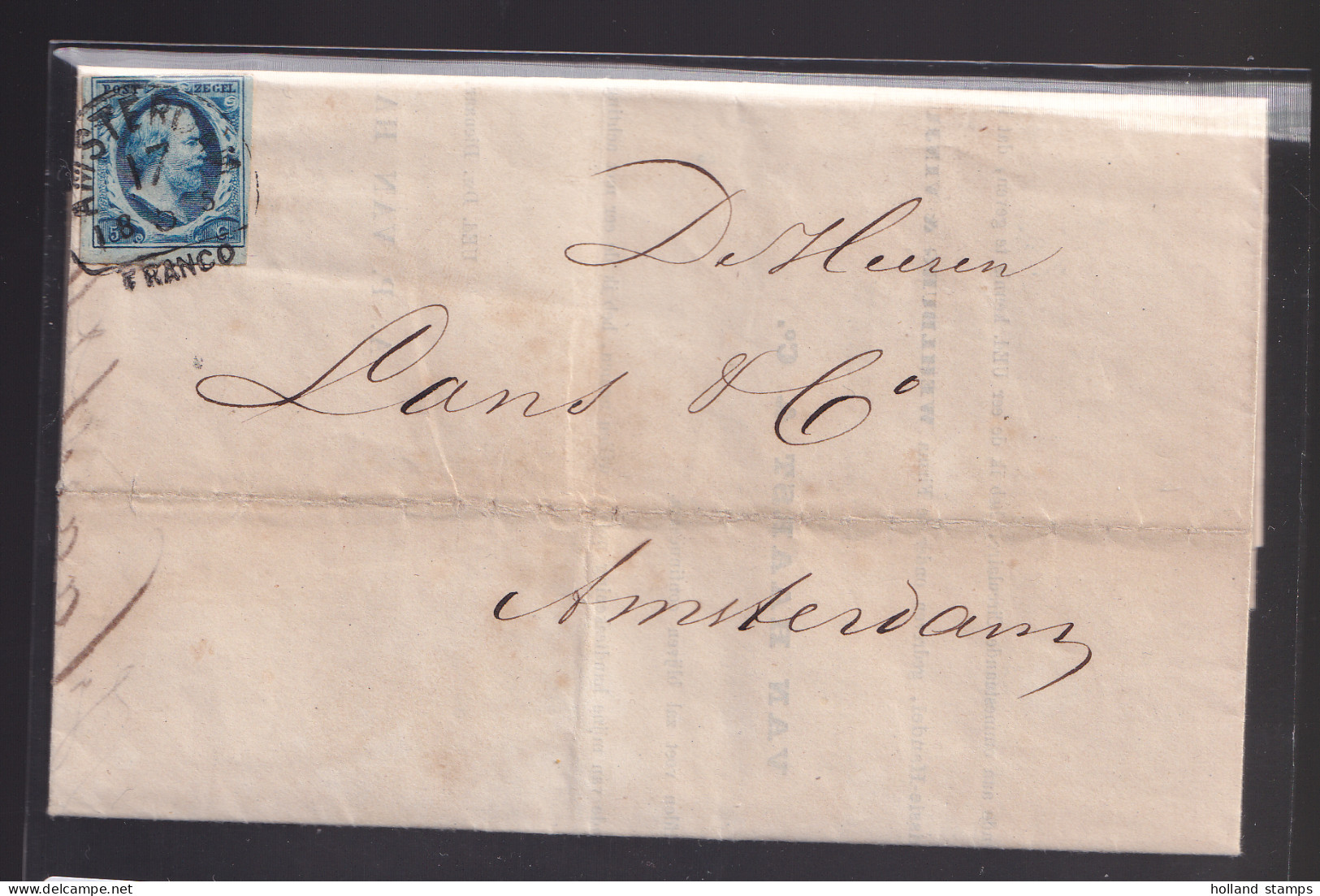 Nederland  NVPH Nr 1 Uit 1856 Op Getypte BRIEF Aan De Heren LANS & CO Gelopen Naar Lokaal AMSTERDAM (12.407) - Cartas & Documentos