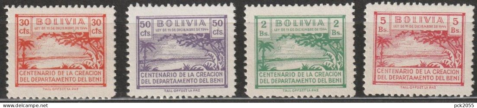 Bolivien1946 Mi-Nr. 1-2, 4-5 ** Postfrisch Landschaft Zusatzfrankatur Provinz Beni ( 758) Günstige Versandkosten - Bolivia