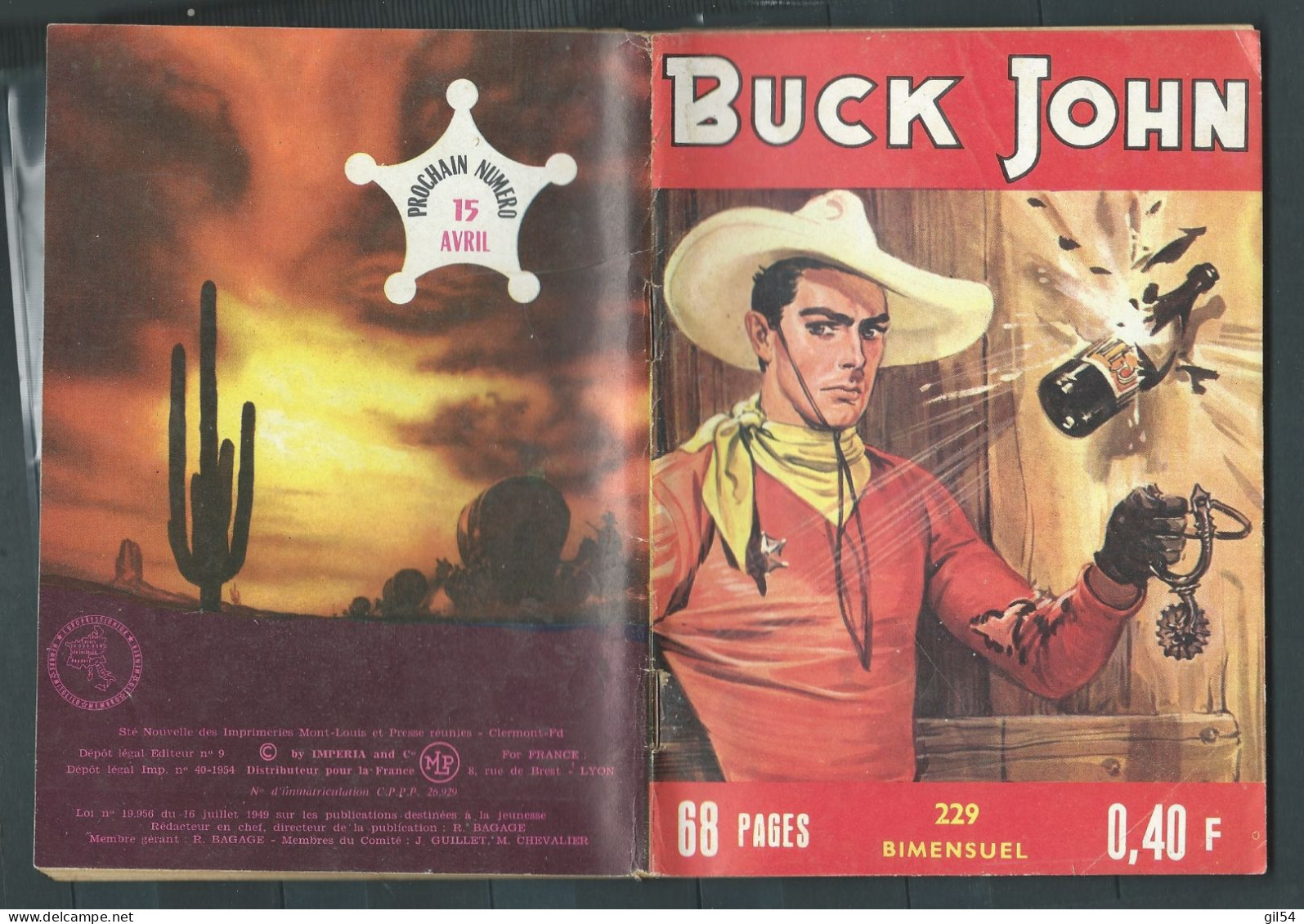 Bd " Buck John   " Bimensuel N° 229   "   Bague Et Joueurs     , DL  N° 40  1954 - BE-   BUC 0904 - Kleine Formaat