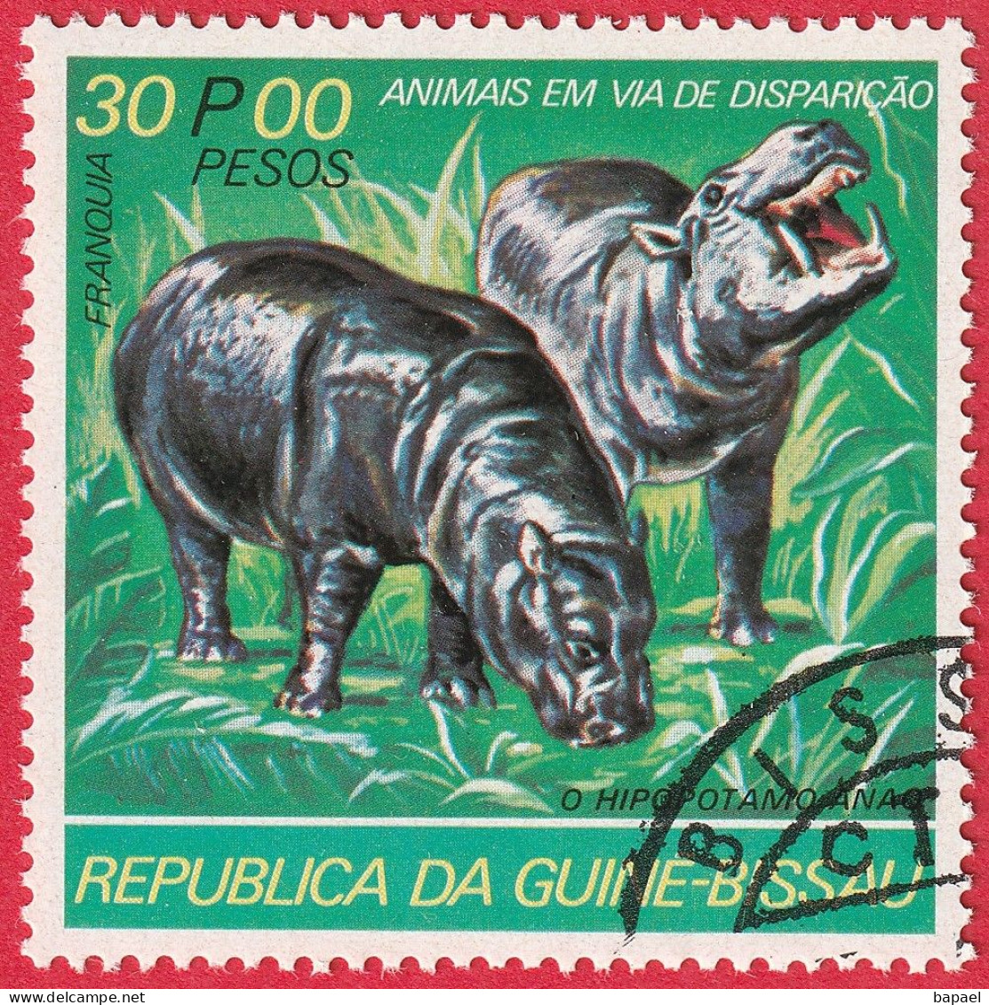 N° Yvert & Tellier 74 - Guinée-Bissau (1978) (Oblitéré) - Préservation De La Faune - Hippopotames - Guinea-Bissau