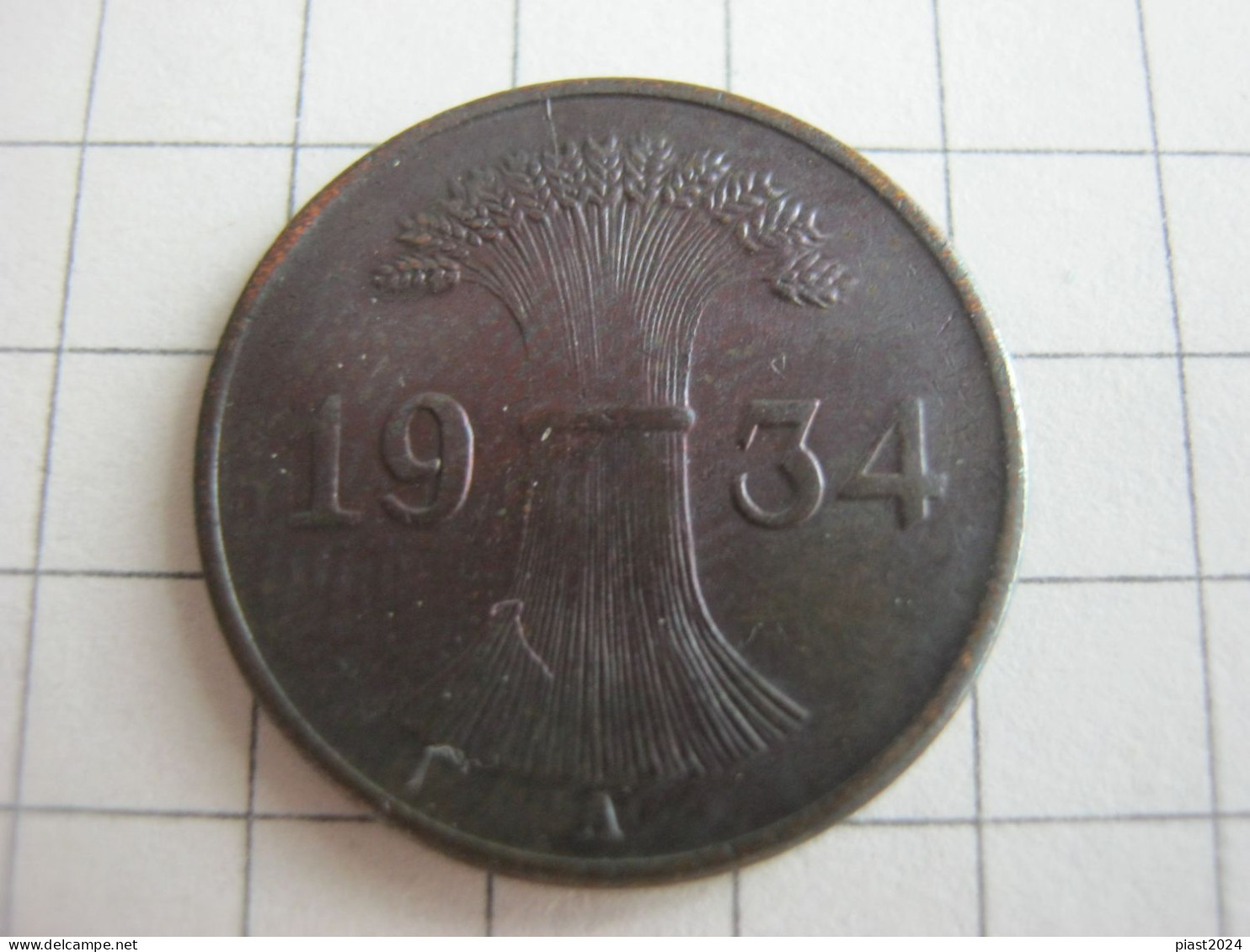 Germany 1 Reichspfennig 1934 A - 1 Renten- & 1 Reichspfennig