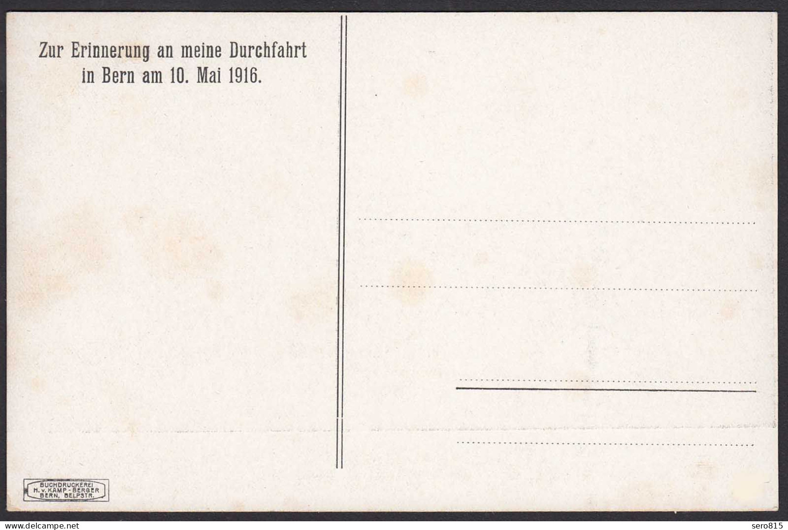 AK Zur Erinnerung An Meine Durchfahrt In Bern Am 10.Mai. 1916  (12575 - Bern