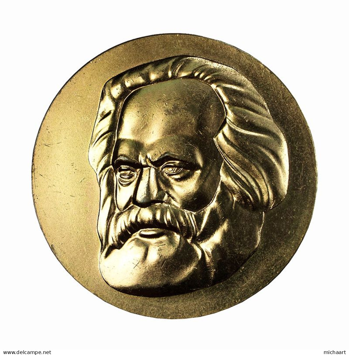 Karl Marx Medal East Germany DDR Plaque Table 60mm Bronze 02123 - Andere & Zonder Classificatie