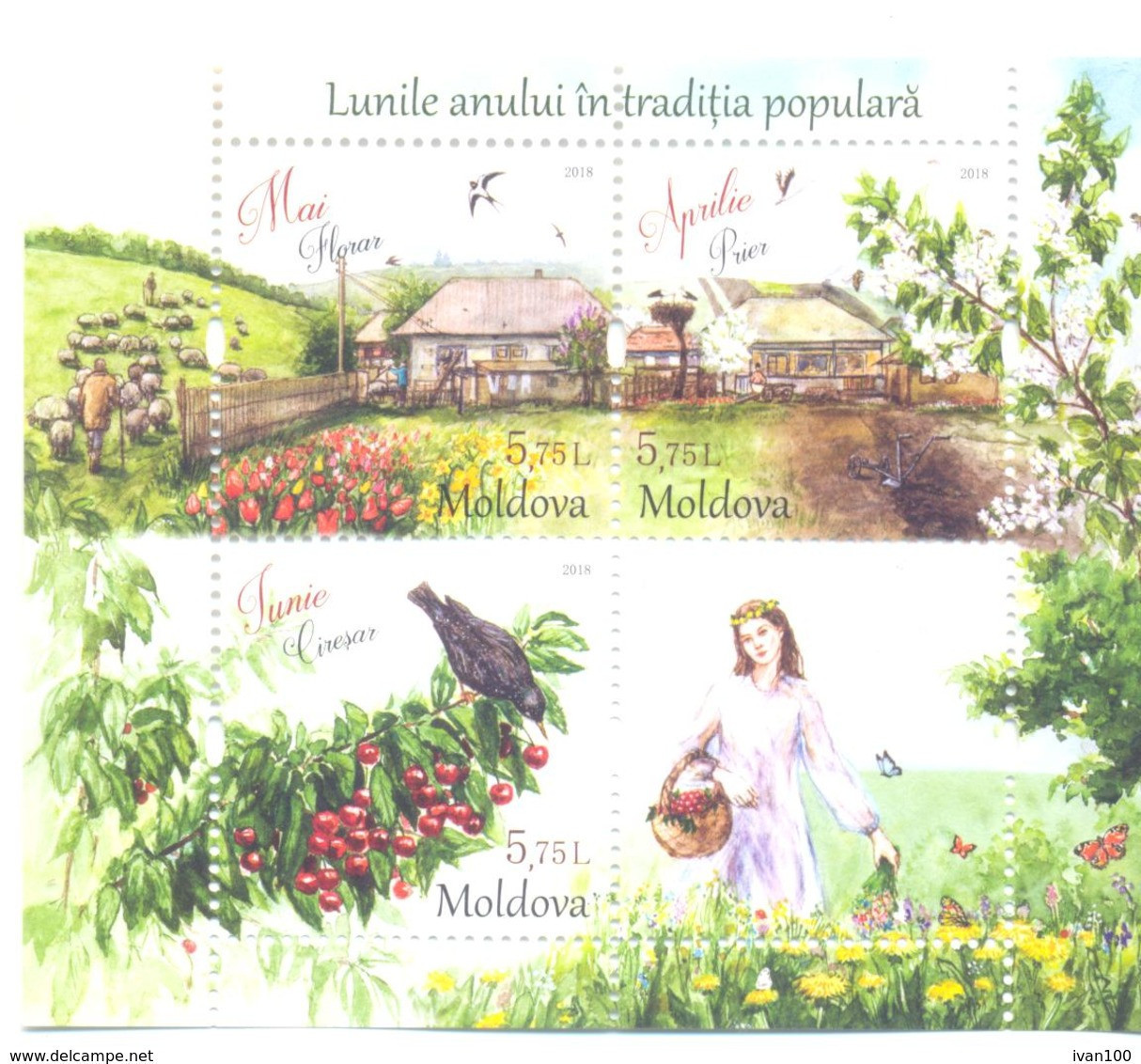 2018. Moldova, Folk-lore, Months Of The Year, Spring, S/s, Mint/** - Moldavia
