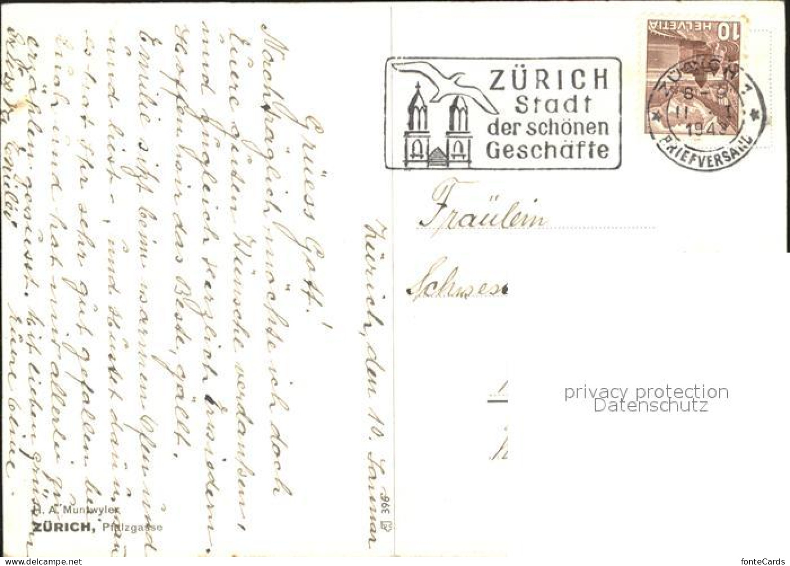 11640934 Zuerich Pfalzgasse Kuenstlerkarte Zuerich - Autres & Non Classés