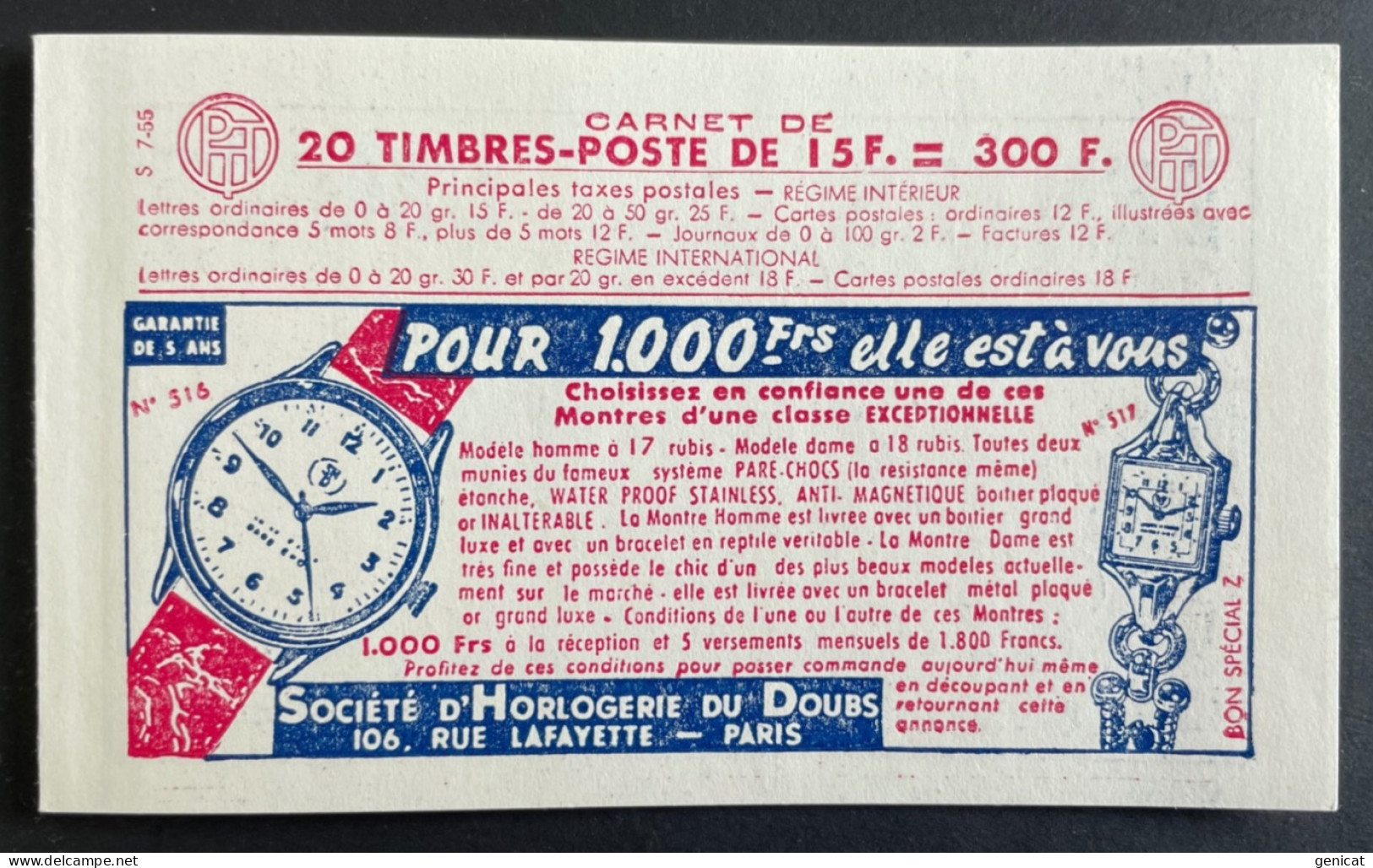 Carnet Muller 1011-C9 Pub Grammont Bic Clic Serie 7-55 TB - Anciens : 1906-1965