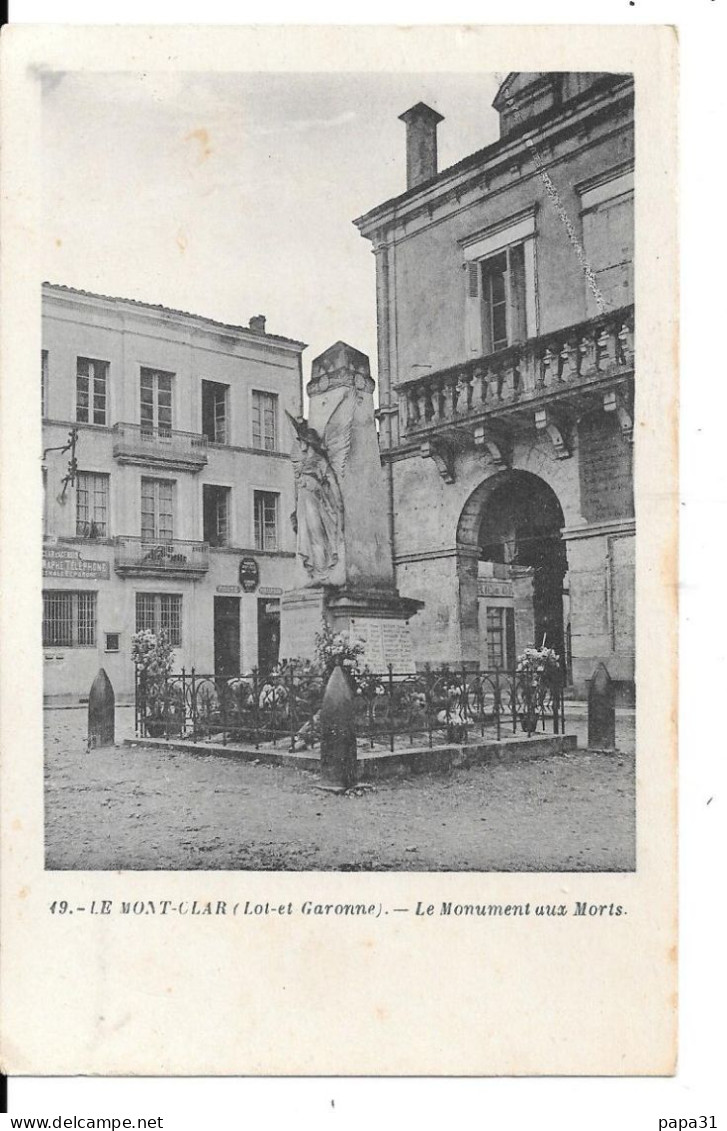 LE MONT CLAR  - Le Monument Aux Morts - Autres & Non Classés