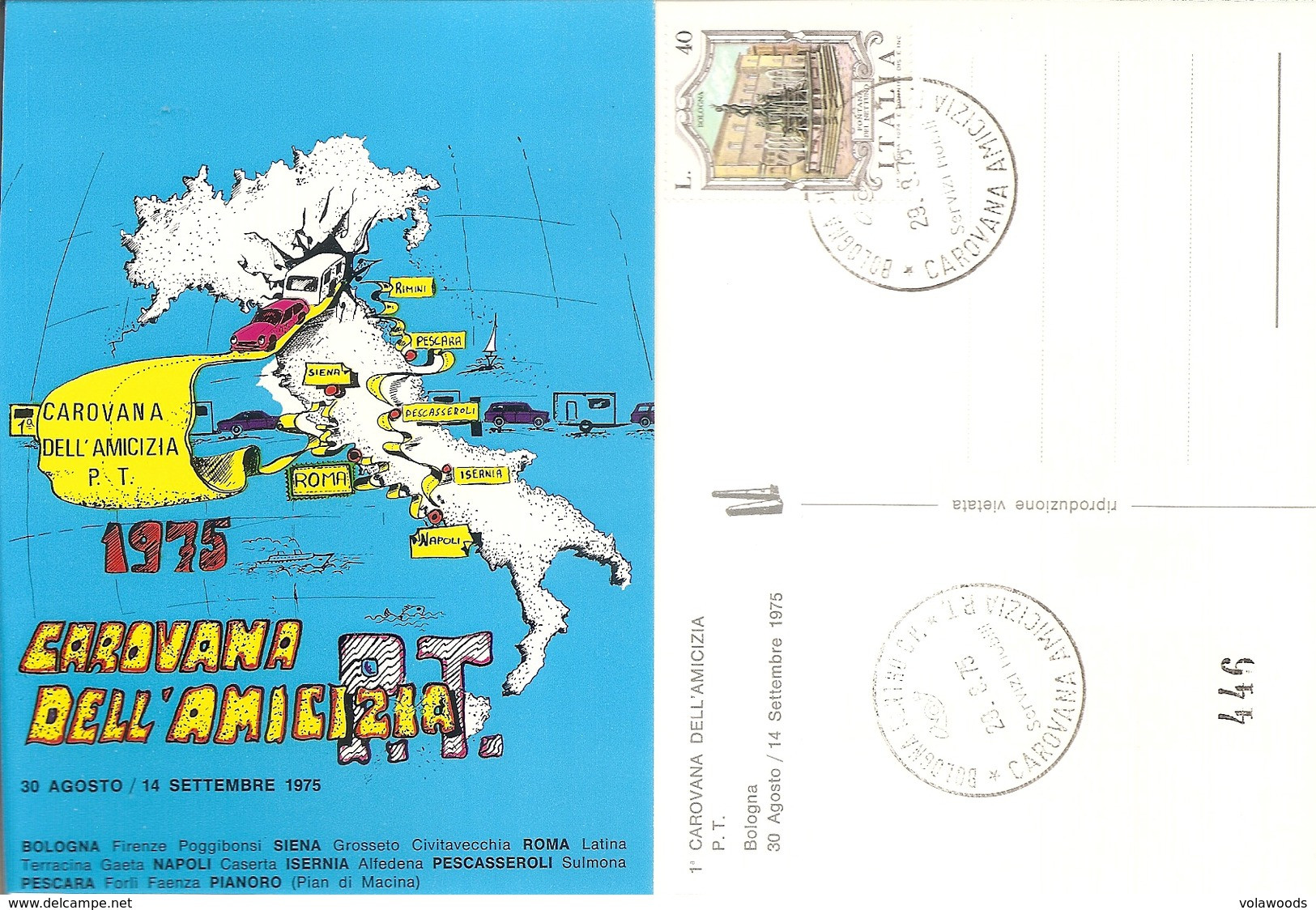 Italia - Cartolina Con Annullo Speciale: "Carovana Dell'Amicizia"  - 1975 - 1971-80: Marcophilia