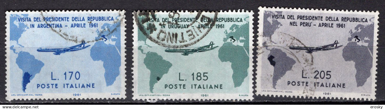 Y3672 - ITALIA Ss N°918/20 - ITALIE Yv N°845/47 - 1961-70: Afgestempeld