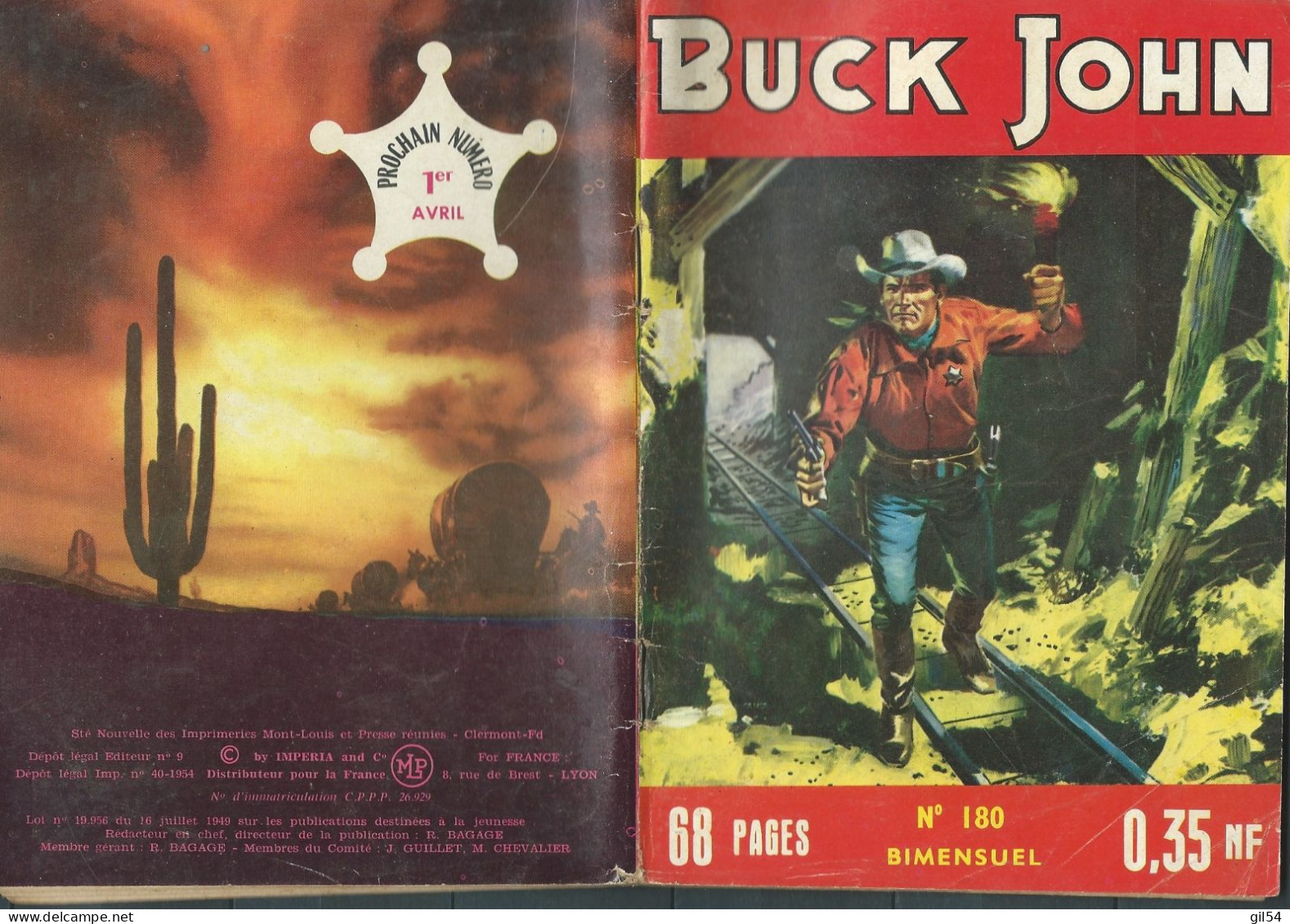 Bd " Buck John   " Bimensuel N° 180  "   Au Poids De L'or     , DL  N° 40  1954 - BE-   BUC 1001 - Small Size