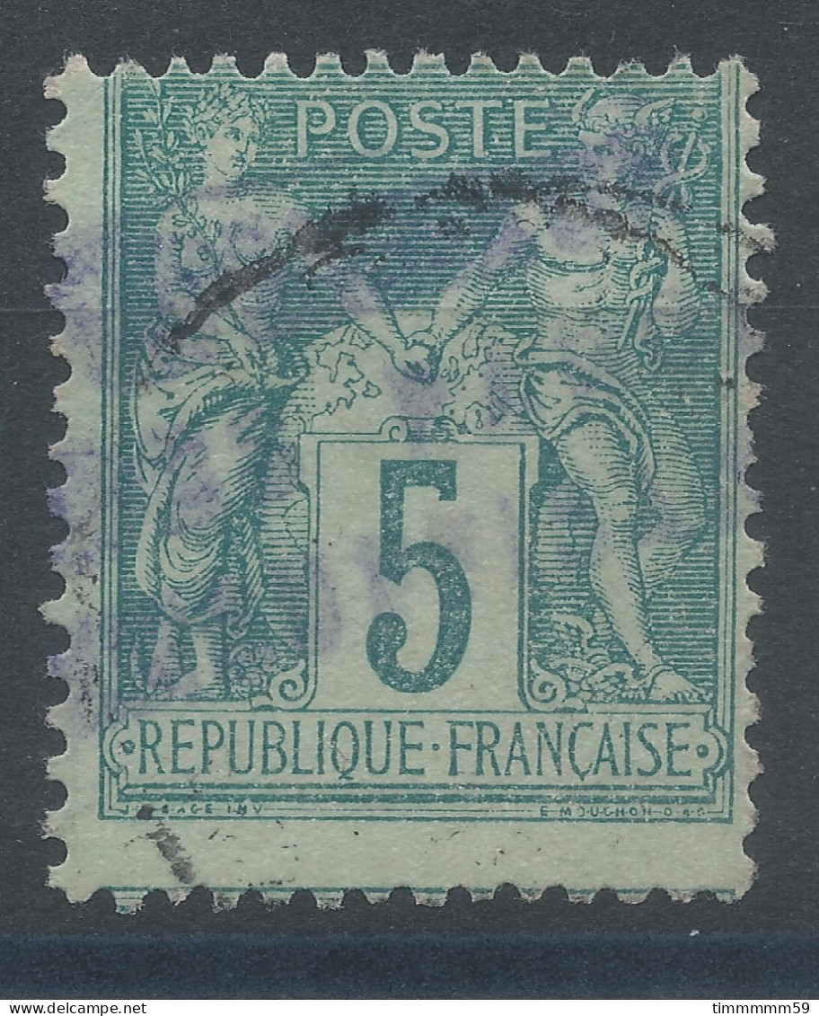 Lot N°83310   N°75, Oblitéré Cachet à Date Et Cachet Bleu à Déchiffrer - 1876-1898 Sage (Tipo II)