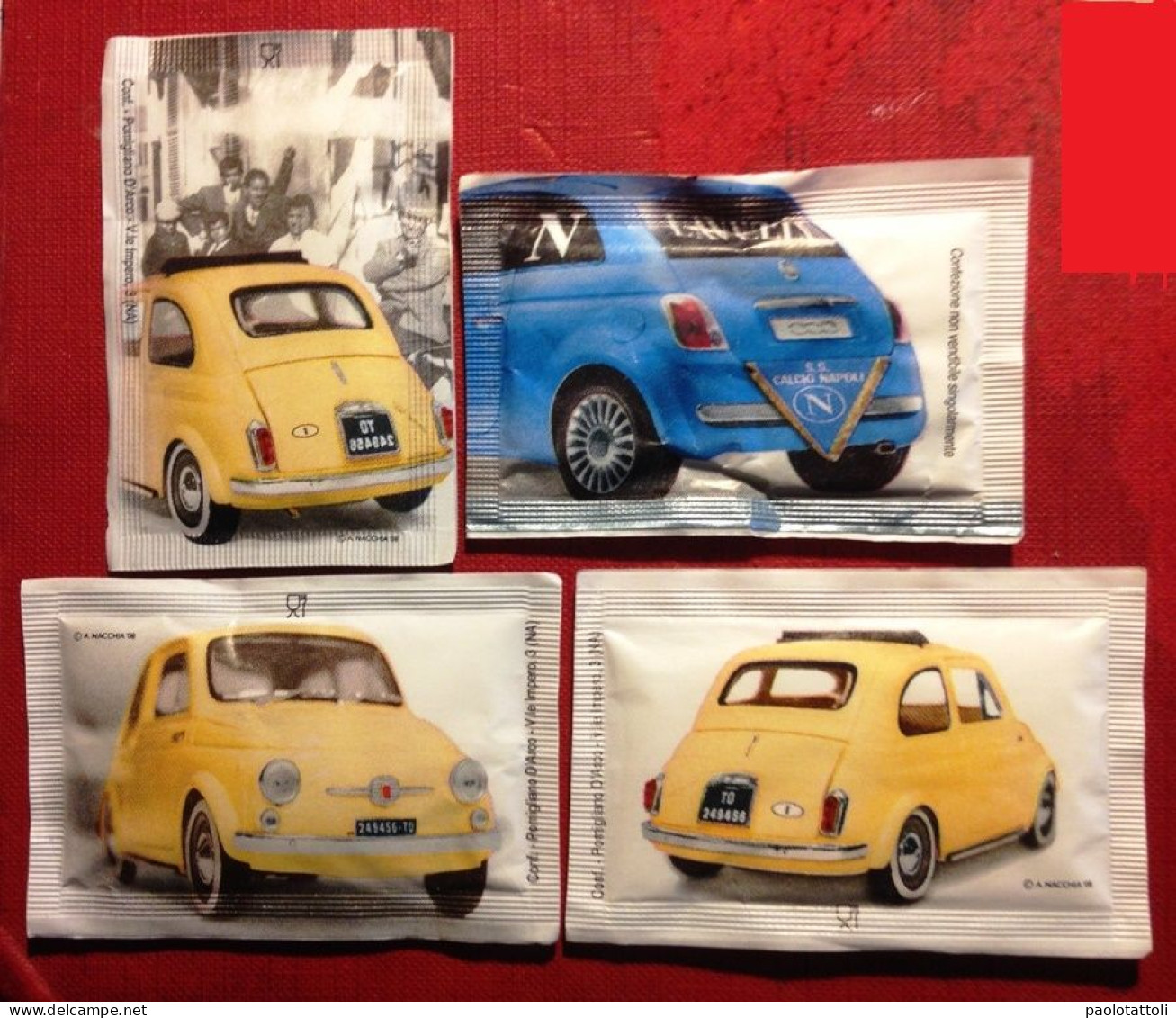 Sugar Bags, Full- FIAT 500. Lot Of 4 Bags. Packed At Pomigliano D'Arco. - Suiker