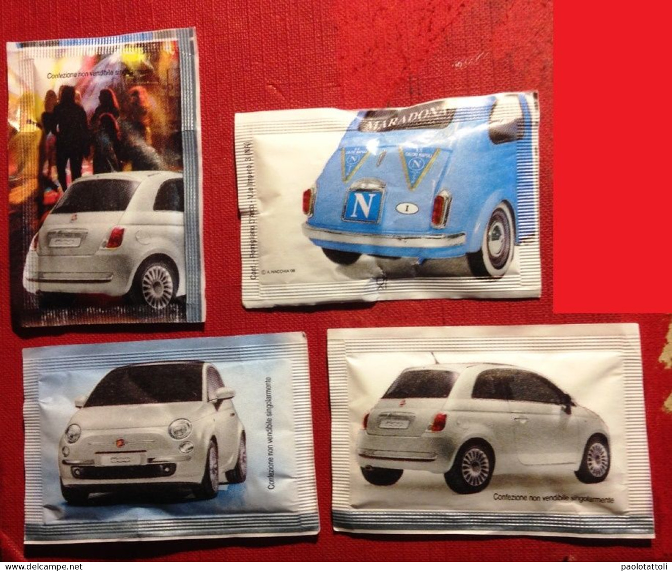 Sugar Bags, Full- FIAT 500. Lot Of 4 Bags. Packed At Pomigliano D'Arco. - Sucres