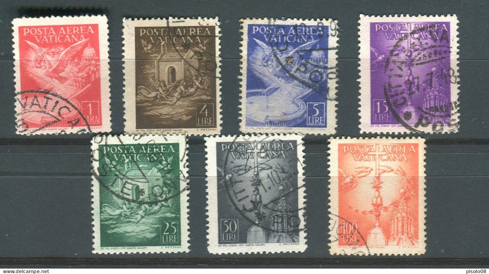 VATICANO 1947 POSTA AEREA SOGGETTI VARI SERIE CPL.  USATA - Luchtpost