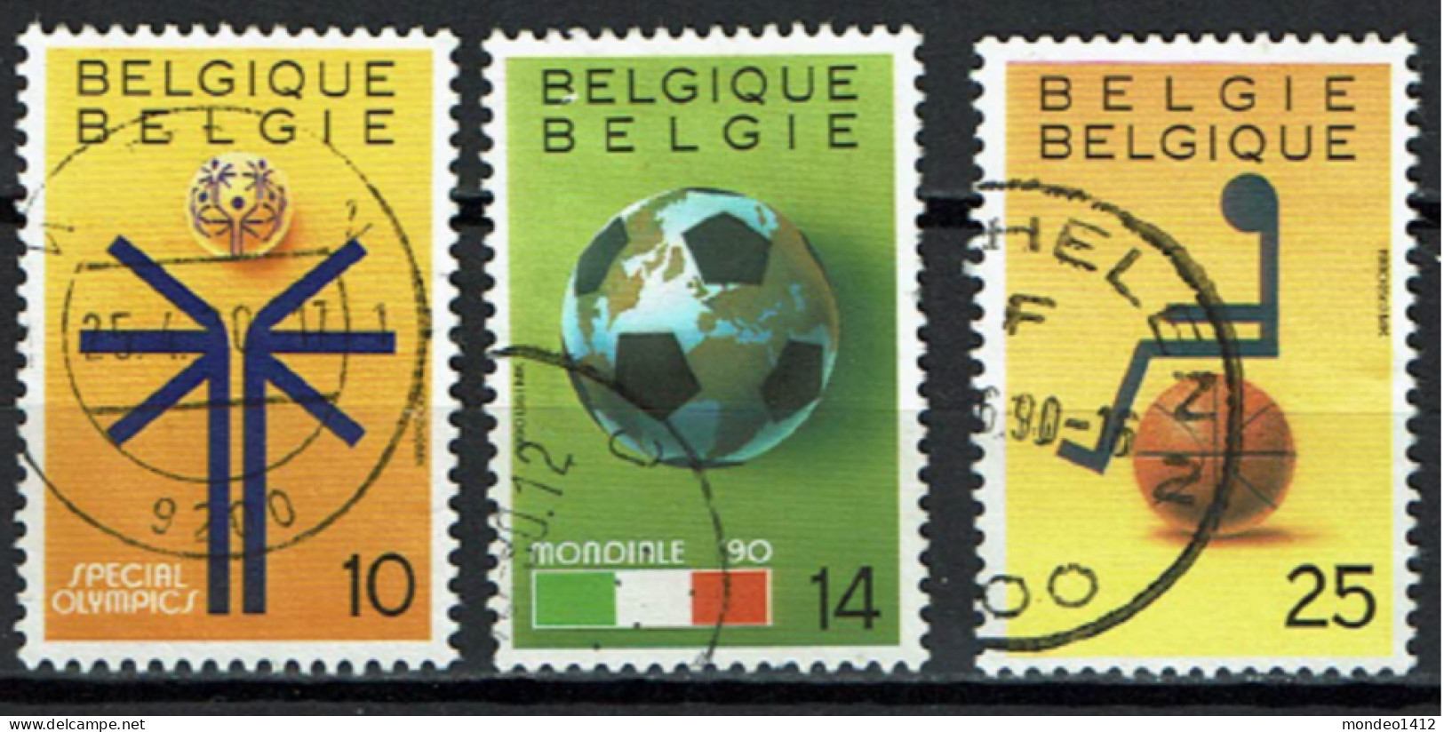 België 1990 OBP 2361/2363 - Y&T 2361/63 - Sport, Special Olympics, Mondiale '90, Basket-ball En Chaise Roulante - Gebraucht