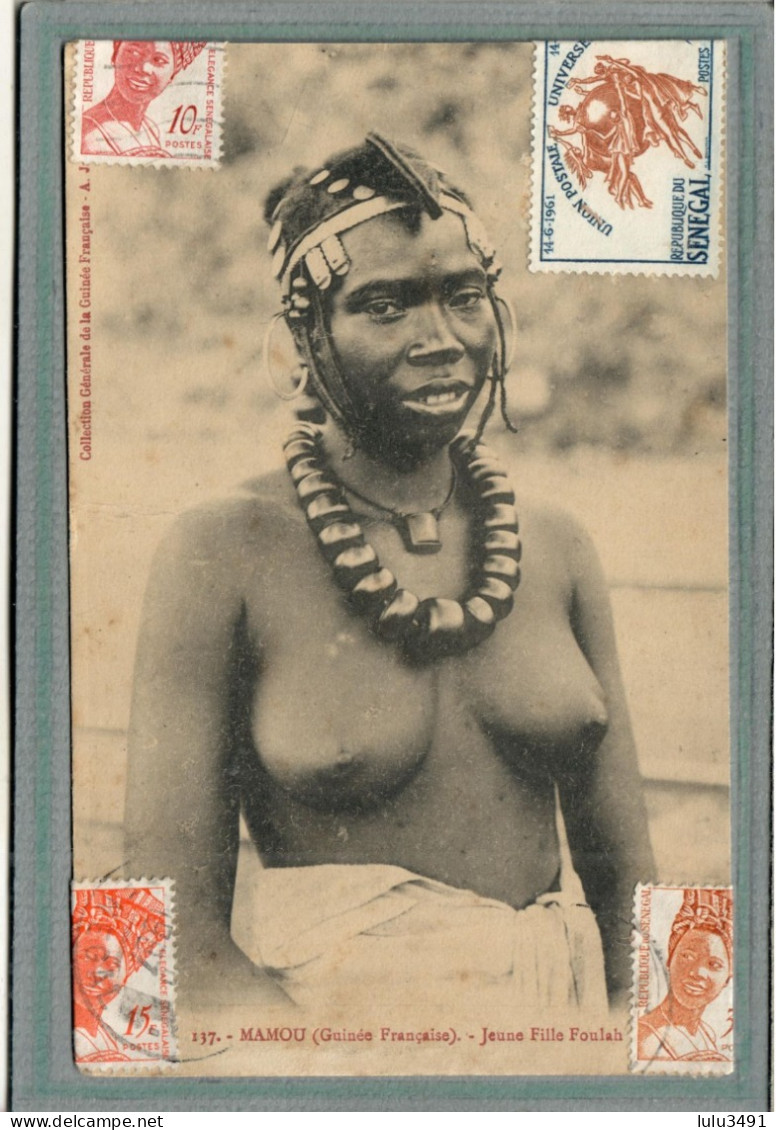 CPA - GUINEE FRANÇAISE - MAMOU - Mots Clés: Bijoux Africain, Ethnographie, Jeune Fille Foulah, Seins Nus - Französisch-Guinea