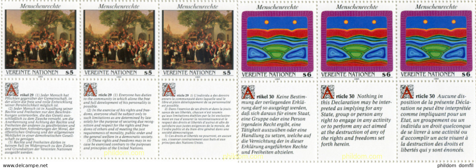 158729 MNH NACIONES UNIDAS. Viena 1993 DECLARACION UNIVERSAL DE LOS DERECHOS HUMANOS - Altri & Non Classificati