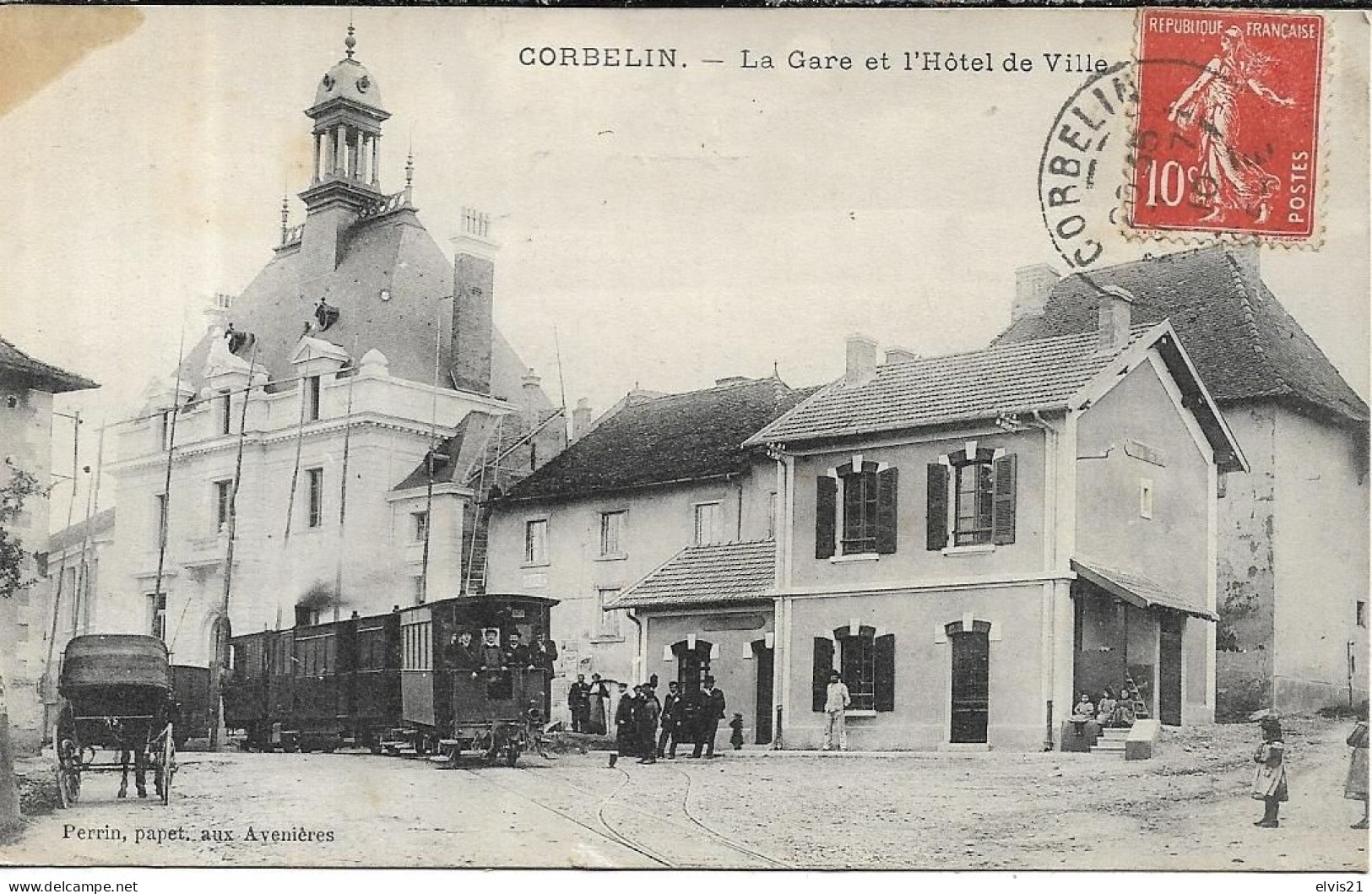 CORBELIN La Gare Et L' Hôtel De Ville. Tramway - Corbelin