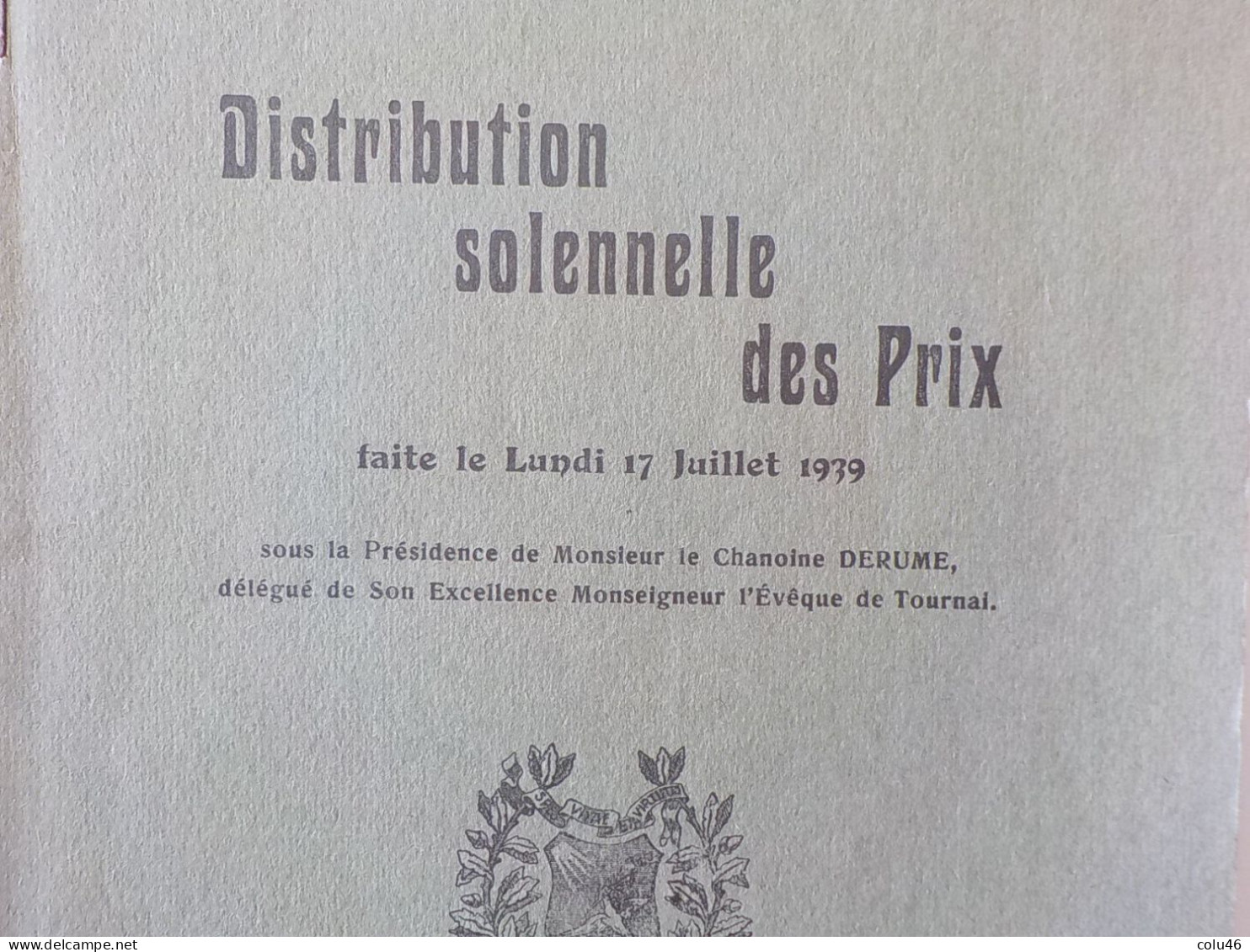 1939 Tournai Kain Fascicule Distribution Solennelle Des Prix Collège Episcopal De La Tombe MonseigneurEvêque De Tournai - Tournai