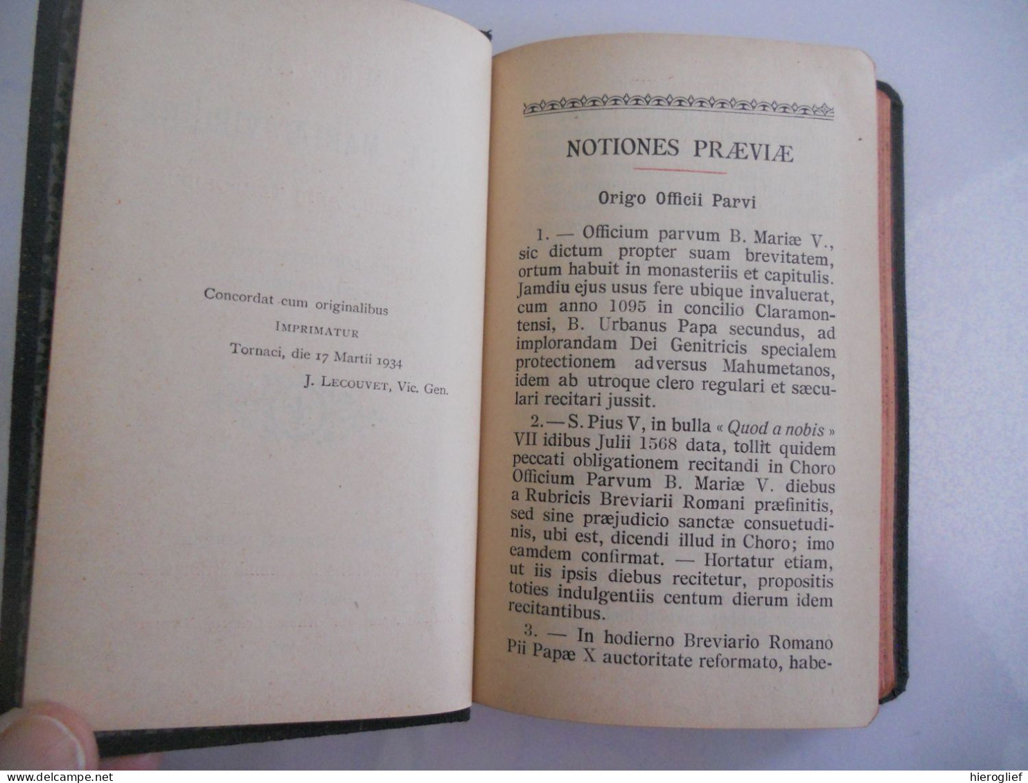 Officium Parvum Beatae Mariae Virginis Pro Tribus Anni Temporibus Juxta Editionem Typicam Breviarii Romani 1934 - Libros Antiguos Y De Colección