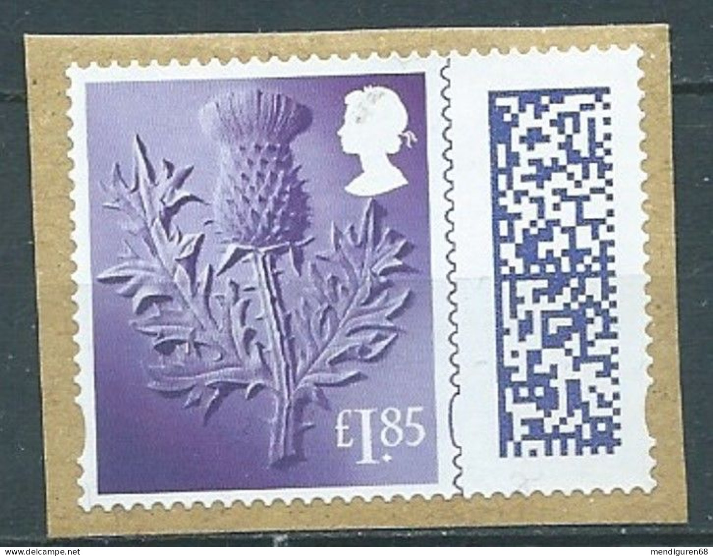 GROSSBRITANNIEN GRANDE BRETAGNE GB 2002 REGIONAL BARCODED COUNTRY DEFINITIVE SCOTLAND THISTLE £1.85 USED ON PAPER - Scozia