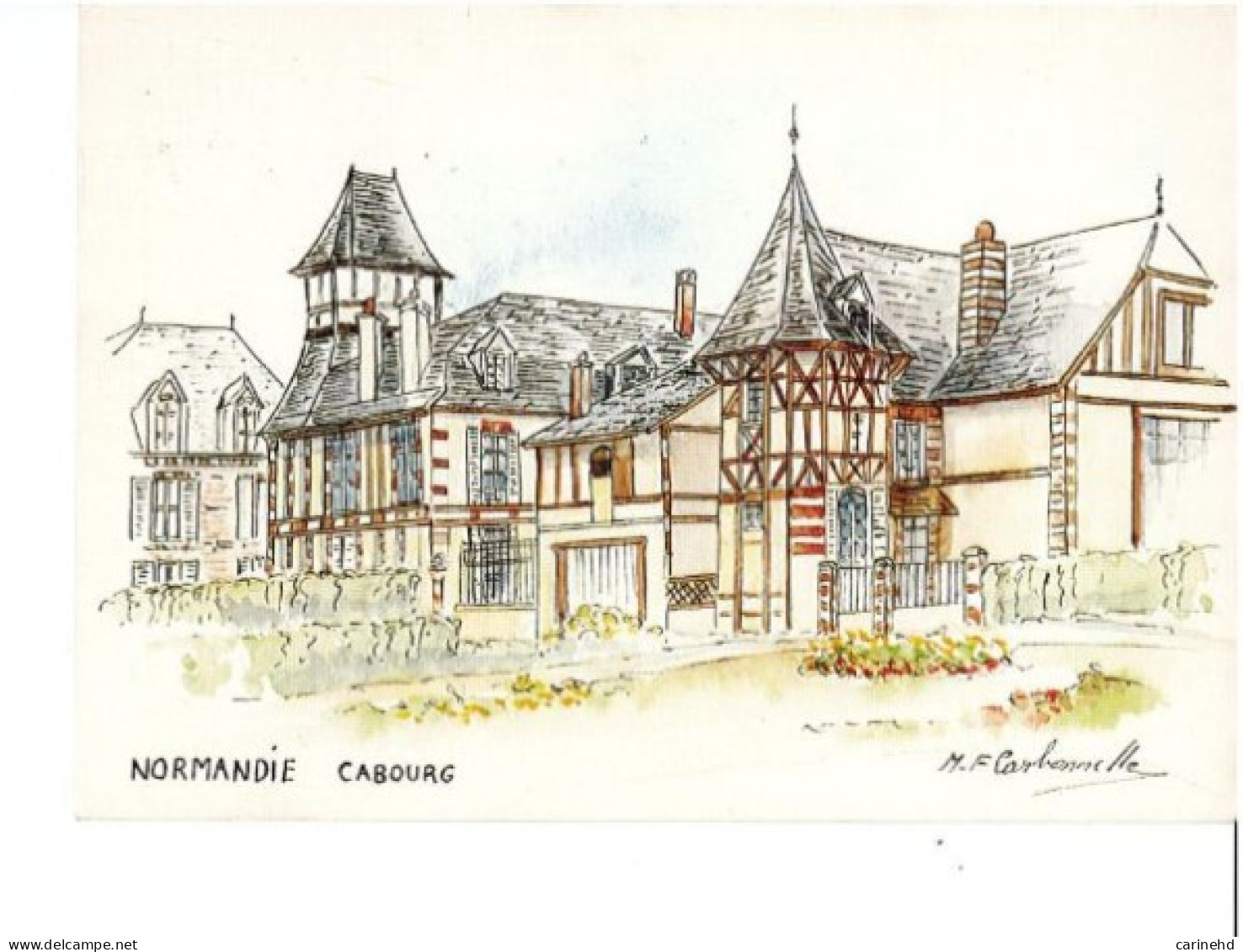 CABOURG , Aquarelle Originale , M.F. Carbonnelle - Cabourg