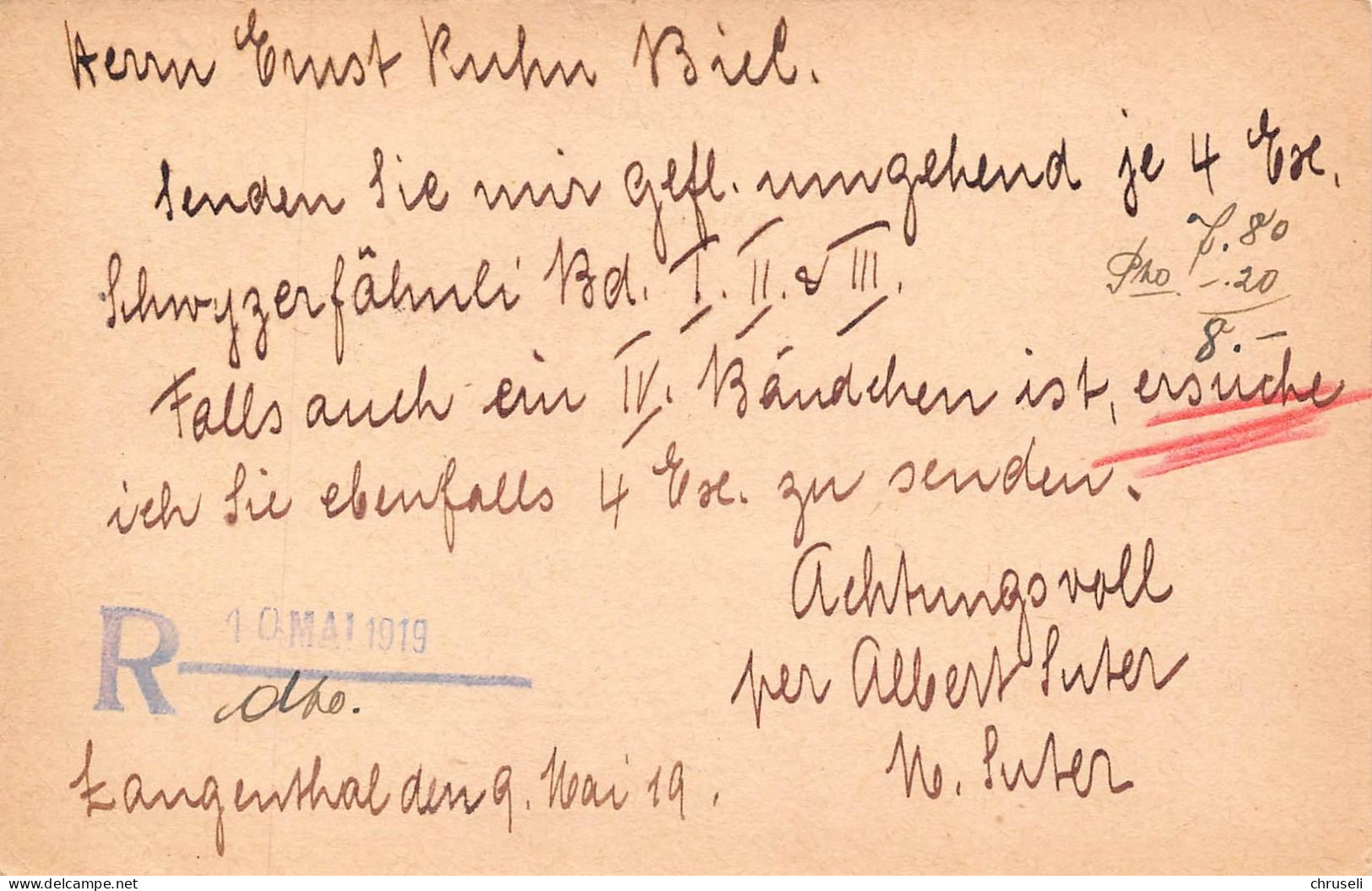 Langenthal Papeterie  A. Suter  Firmen Gewerbestempel Besonderheiten - Enteros Postales