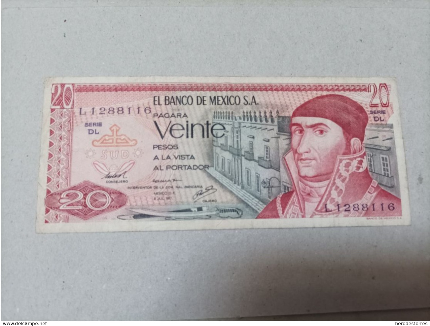 Billete De Mexico De 20 Pesos, Año 1977 - Mexiko