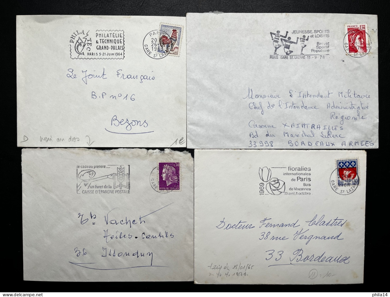 LOT DE 4 ENVELOPPES PARIS GARE SAINT LAZARE / LOT N°505 - 1961-....