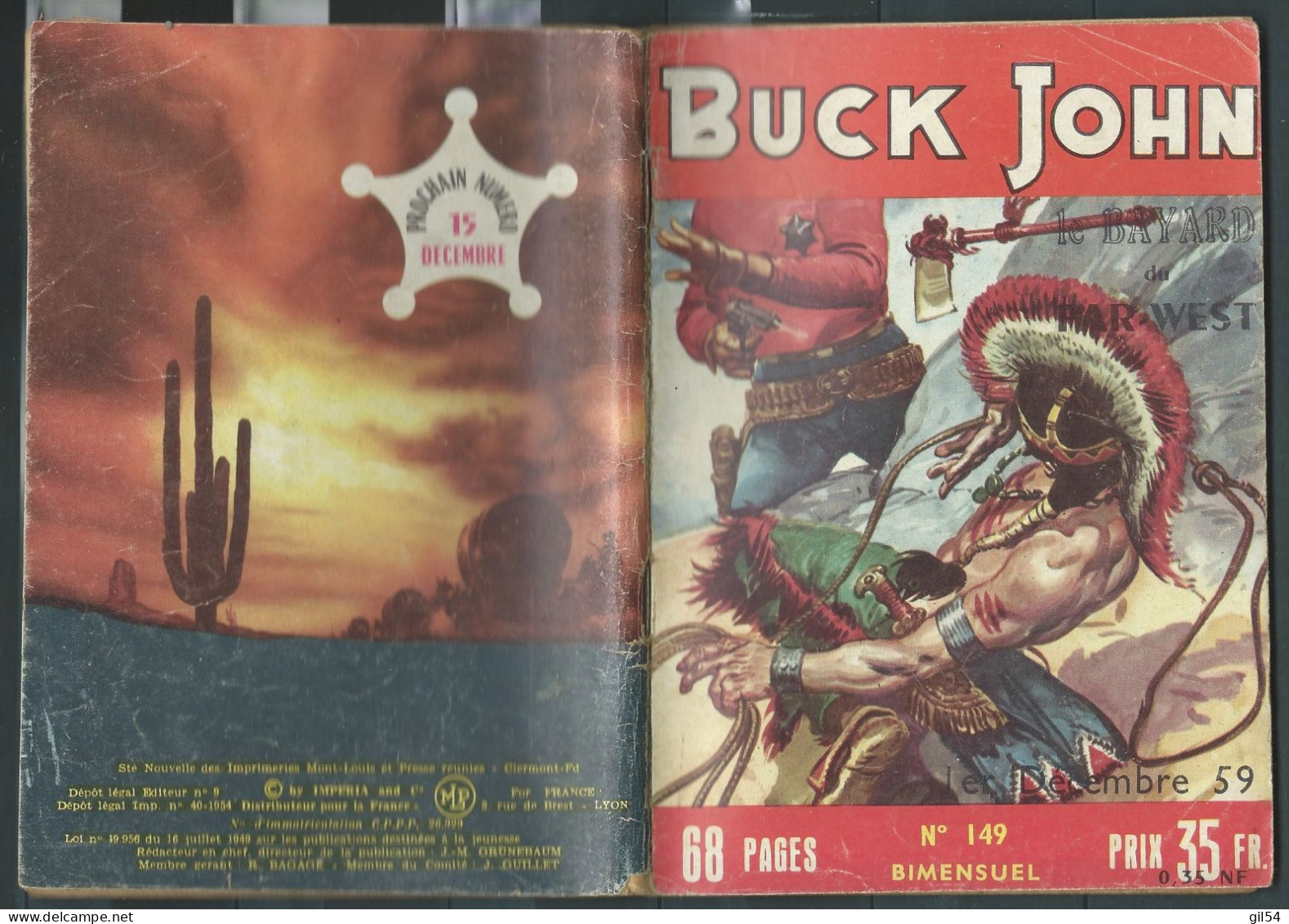 Bd " Buck John   " Bimensuel N° 149  "   L'or Dangereux      , DL  N° 40  1954 - BE-   BUC 1101 - Piccoli Formati
