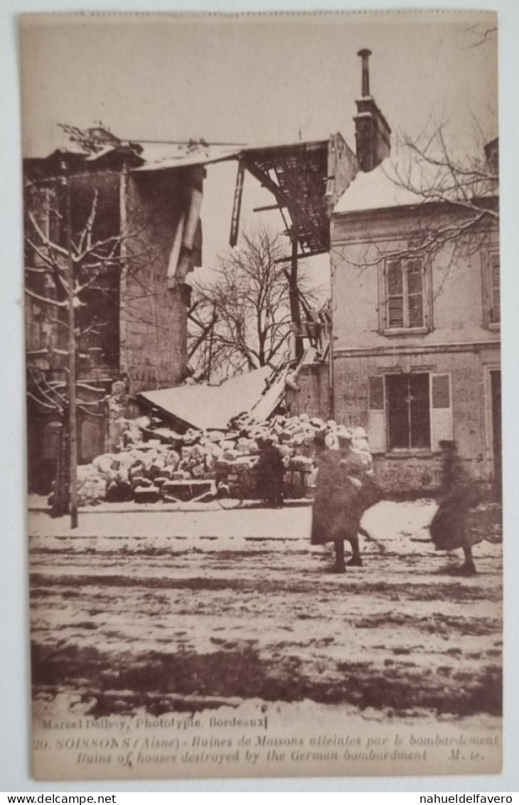 CPA Non Circulée - FRANCE Après-guerre - SOISSONS (Aisne) - RUINES DE MAUSONS ALLEINTES PAR LE BOMBARDEMENT - Soissons