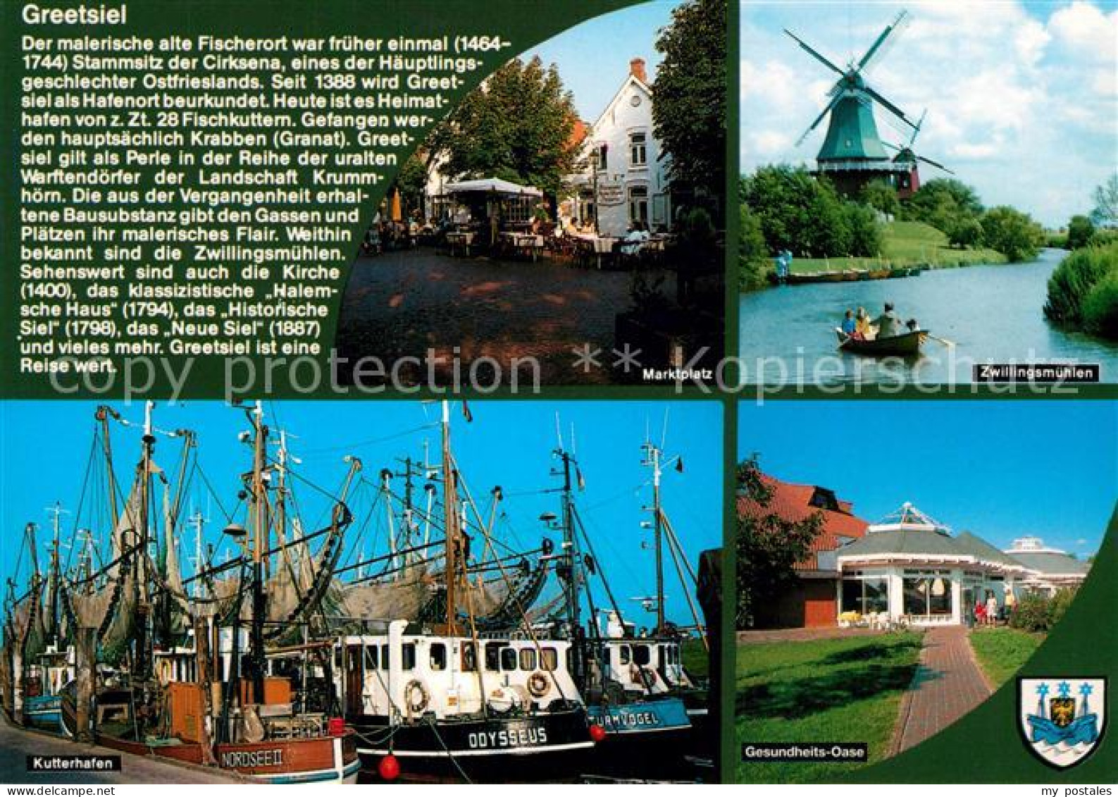 73214625 Greetsiel Kutterhafen Marktplatz Zwillingsmuehlen Gesundheitsoase Greet - Krummhoern