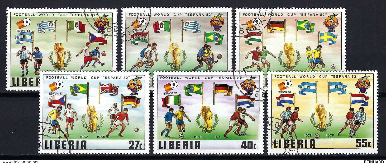LIBERIA Komplettsatz Mi-Nr. 1187 - 1192 Fußball Weltmeisterschaft 1982 Spanien Gestempelt - Siehe Bild - Liberia