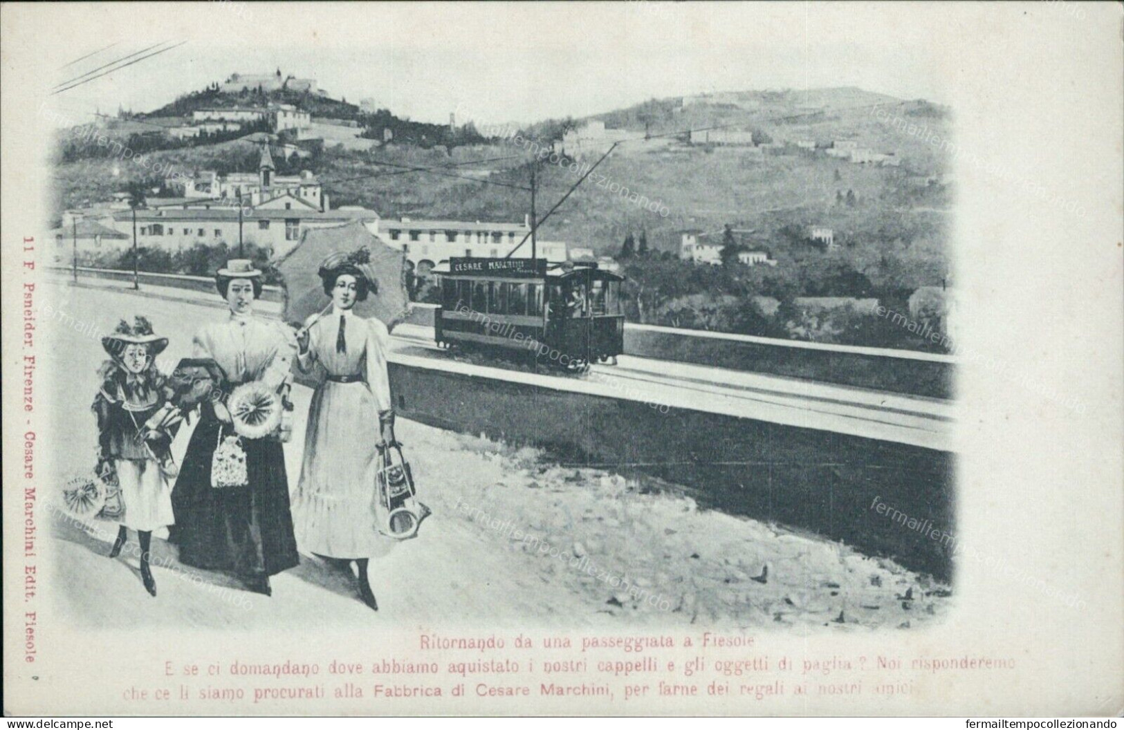 Cs173 Cartolina Fiesole Ritornando Da Una Passeggiata Tram Firenze - Firenze (Florence)