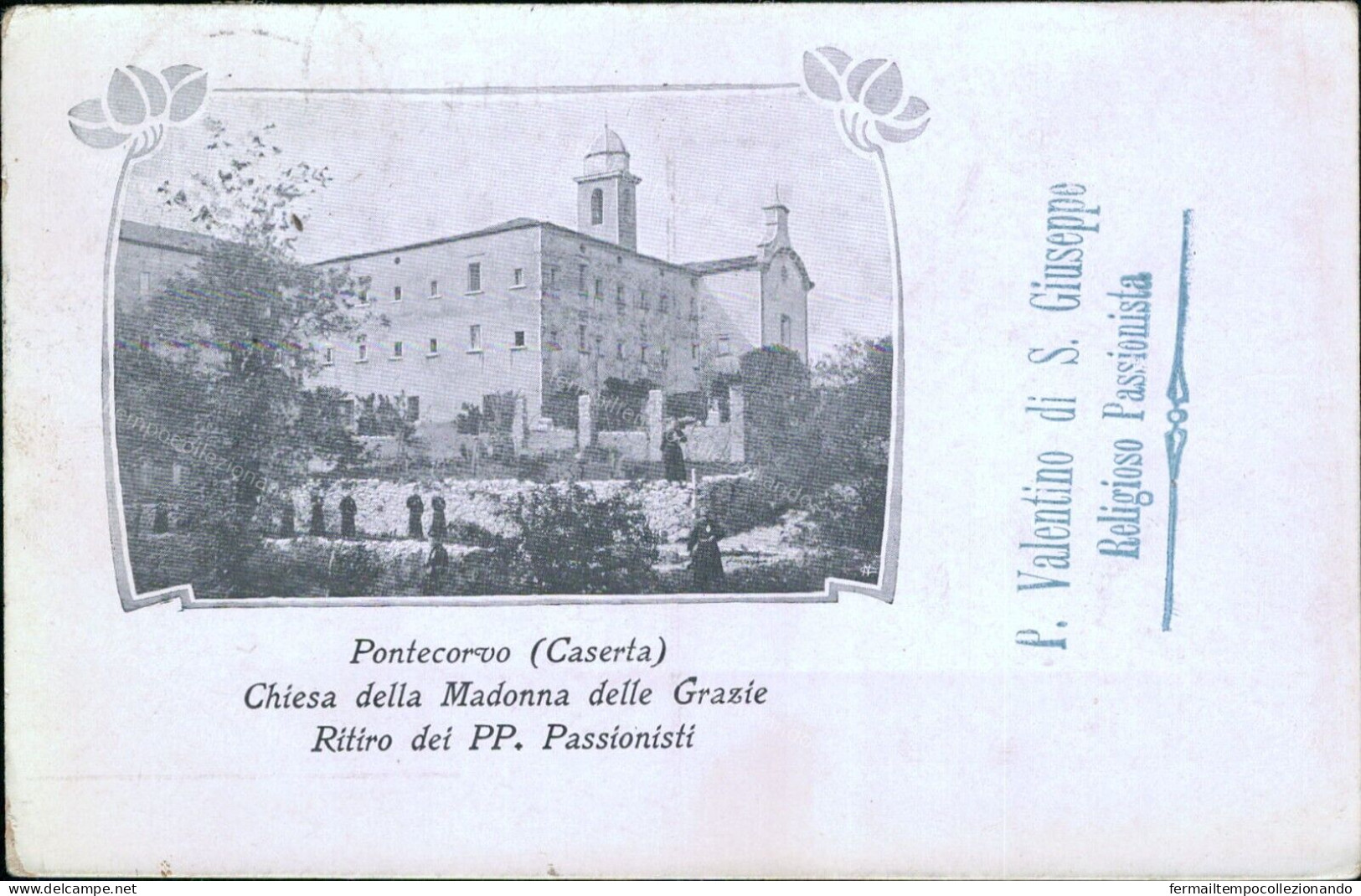 Cs175 Cartolina Pontecorvo Chiesa  Ritiro Padri Passionisti Frosinone Lazio 1917 - Frosinone