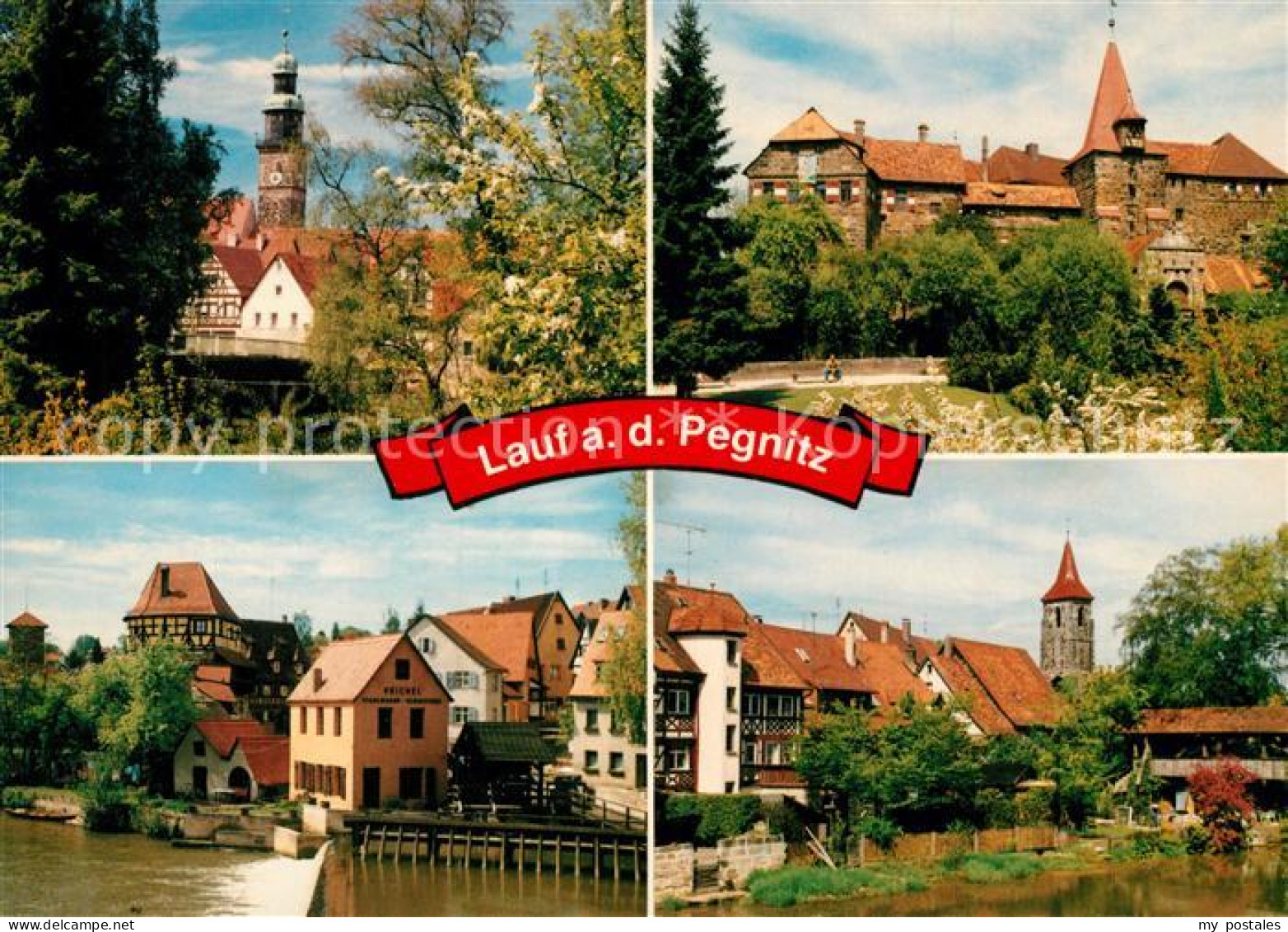 73214233 Lauf Pegnitz Blick Zur Kirche Wenzelschloss Partie Am Fluss Wehr Lauf P - Lauf