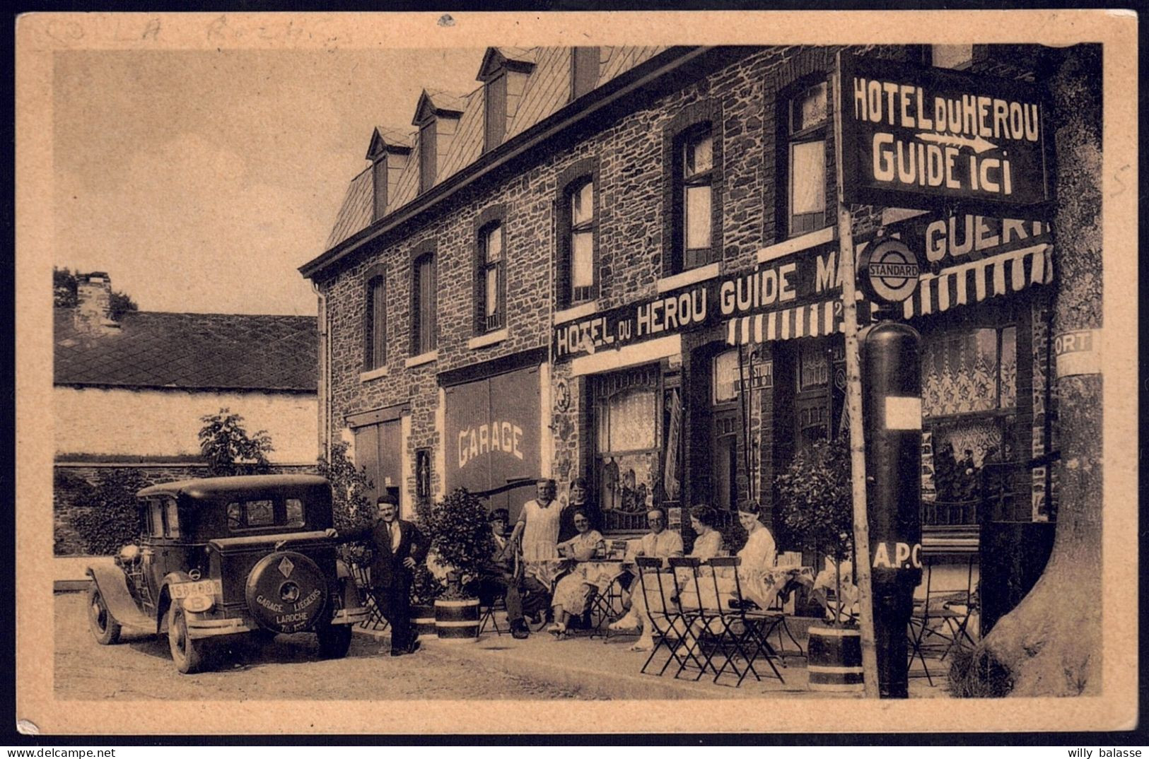 +++ CPA - NISRAMONT - LA Roche - Hôtel Du Hérou - Terrasse Animée - Auto - Car - Garage Liégeois   // - La-Roche-en-Ardenne