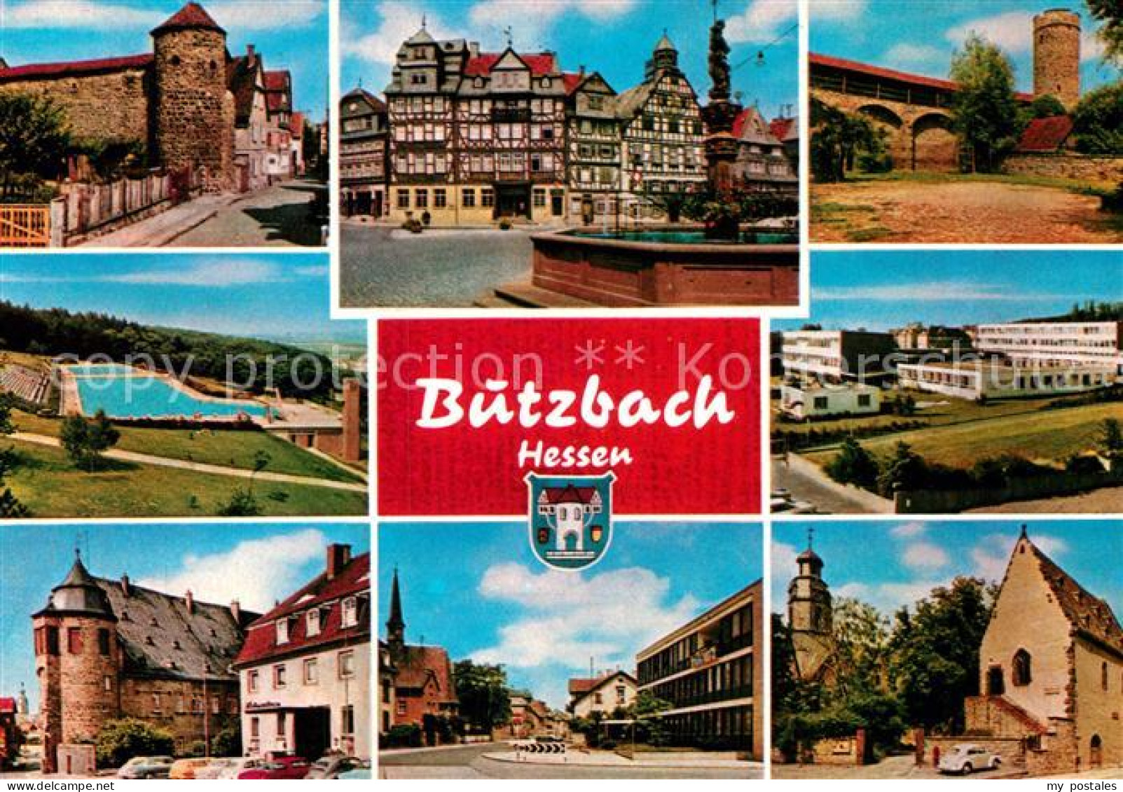 73214194 Butzbach Altstadt Stadtmauer Turm Marktplatz Brunnen Fachwerkhaeuser Fr - Butzbach