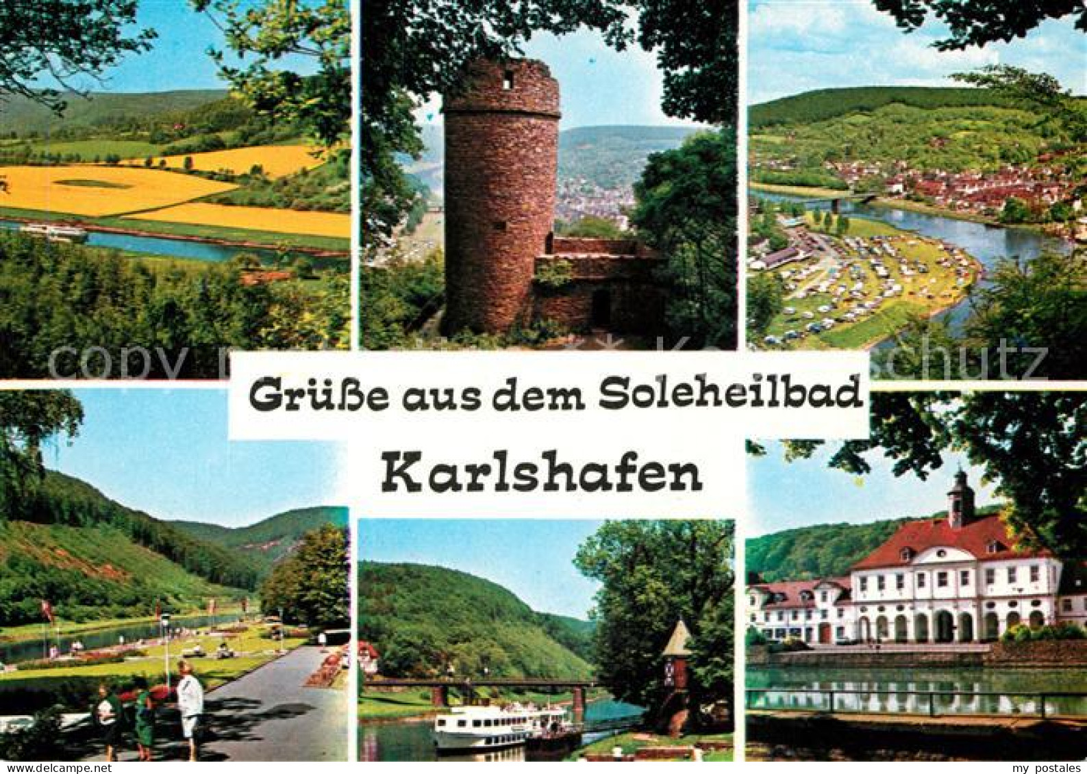 73214175 Bad Karlshafen Panorama Weserbergland Burgruine Uferpromenade Rathaus D - Bad Karlshafen