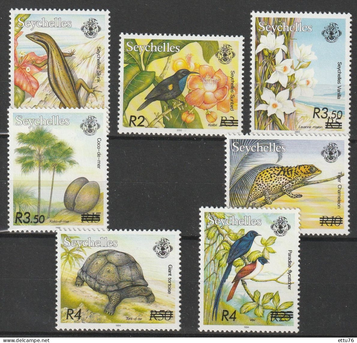 Seychelles  2004  Surcharges,Animals,Birds,Flowers Set  MNH - Other & Unclassified